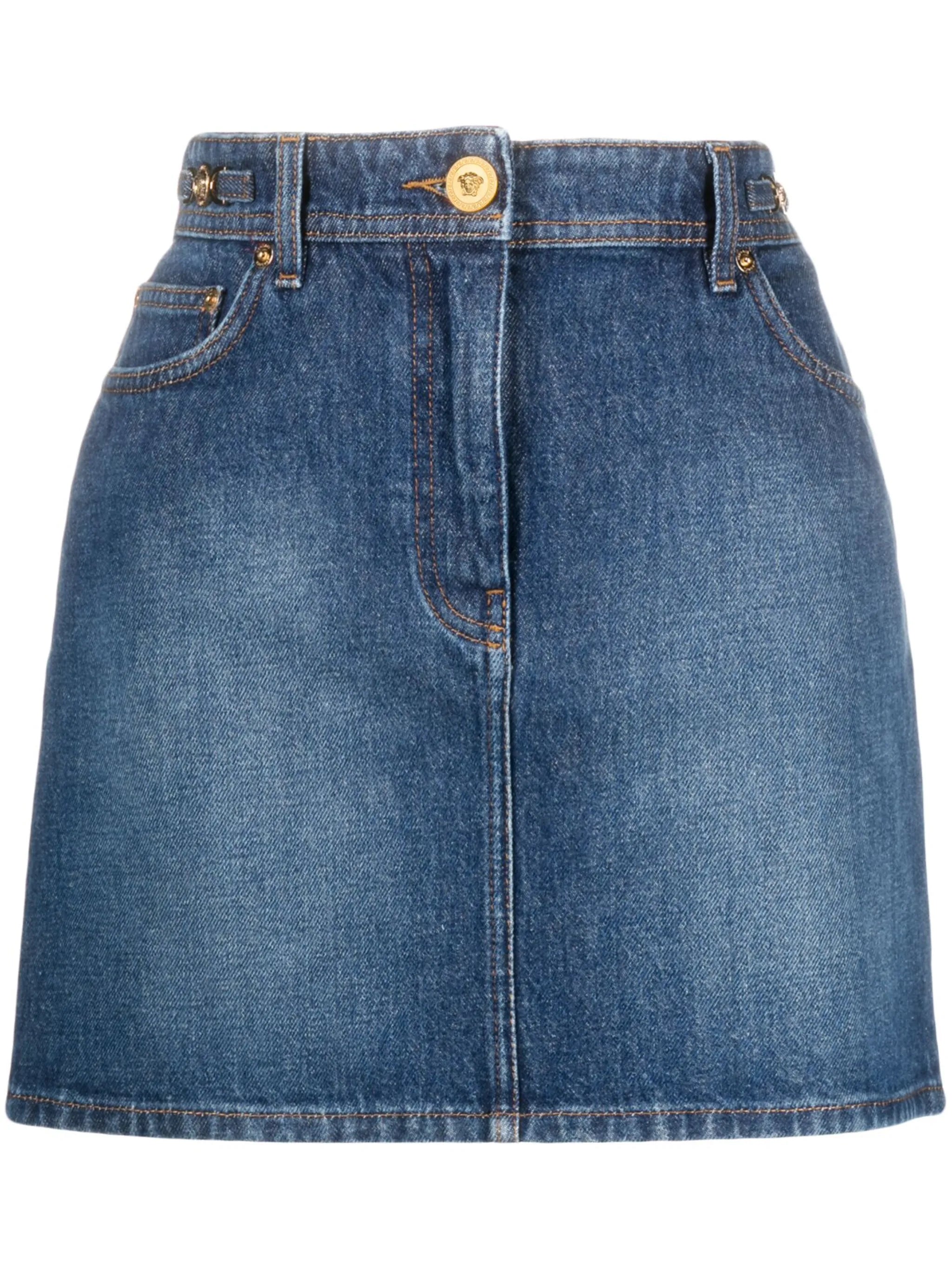 x Dua Lipa Medusa '95 denim miniskirt