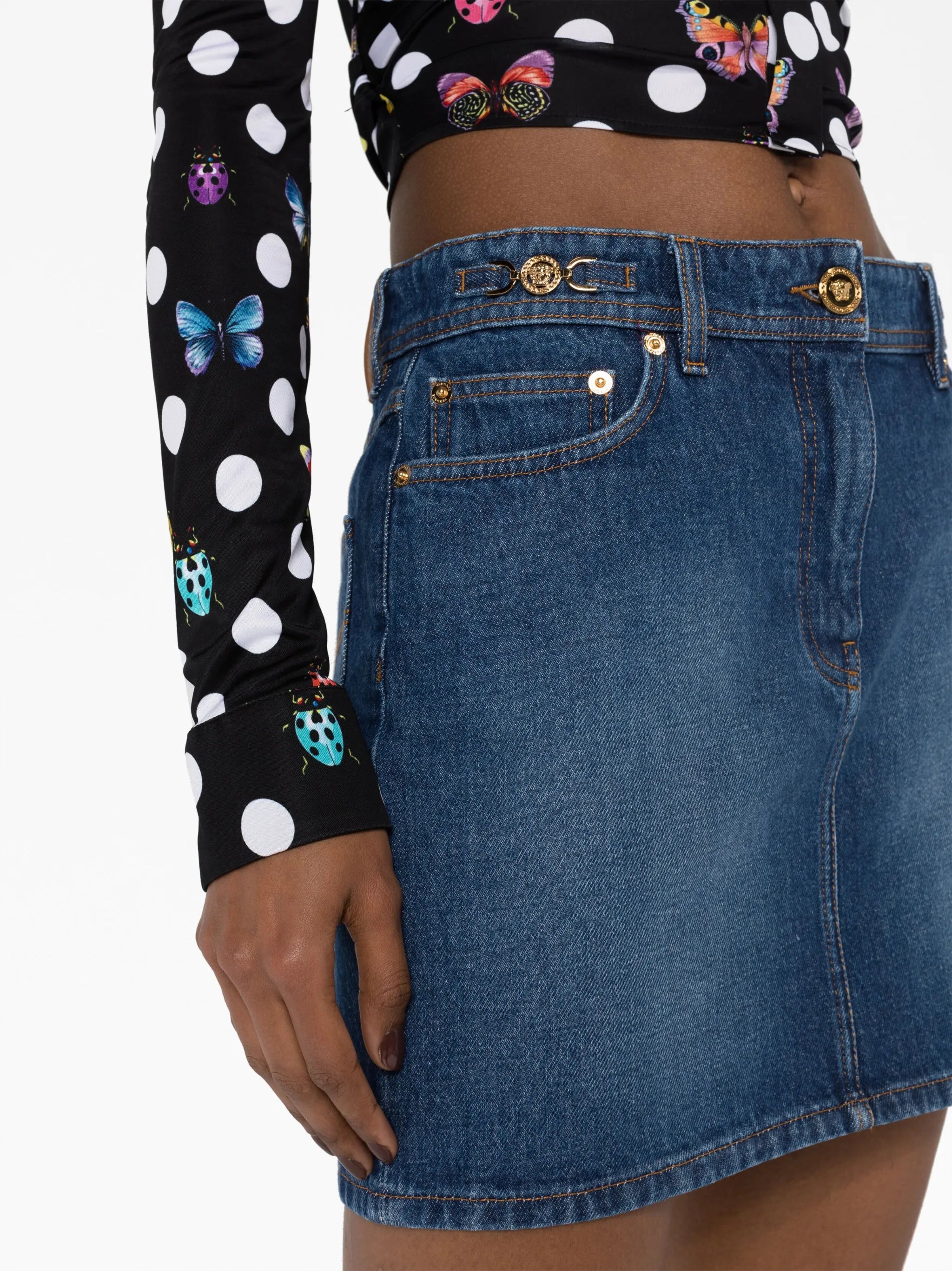 x Dua Lipa Medusa '95 denim miniskirt