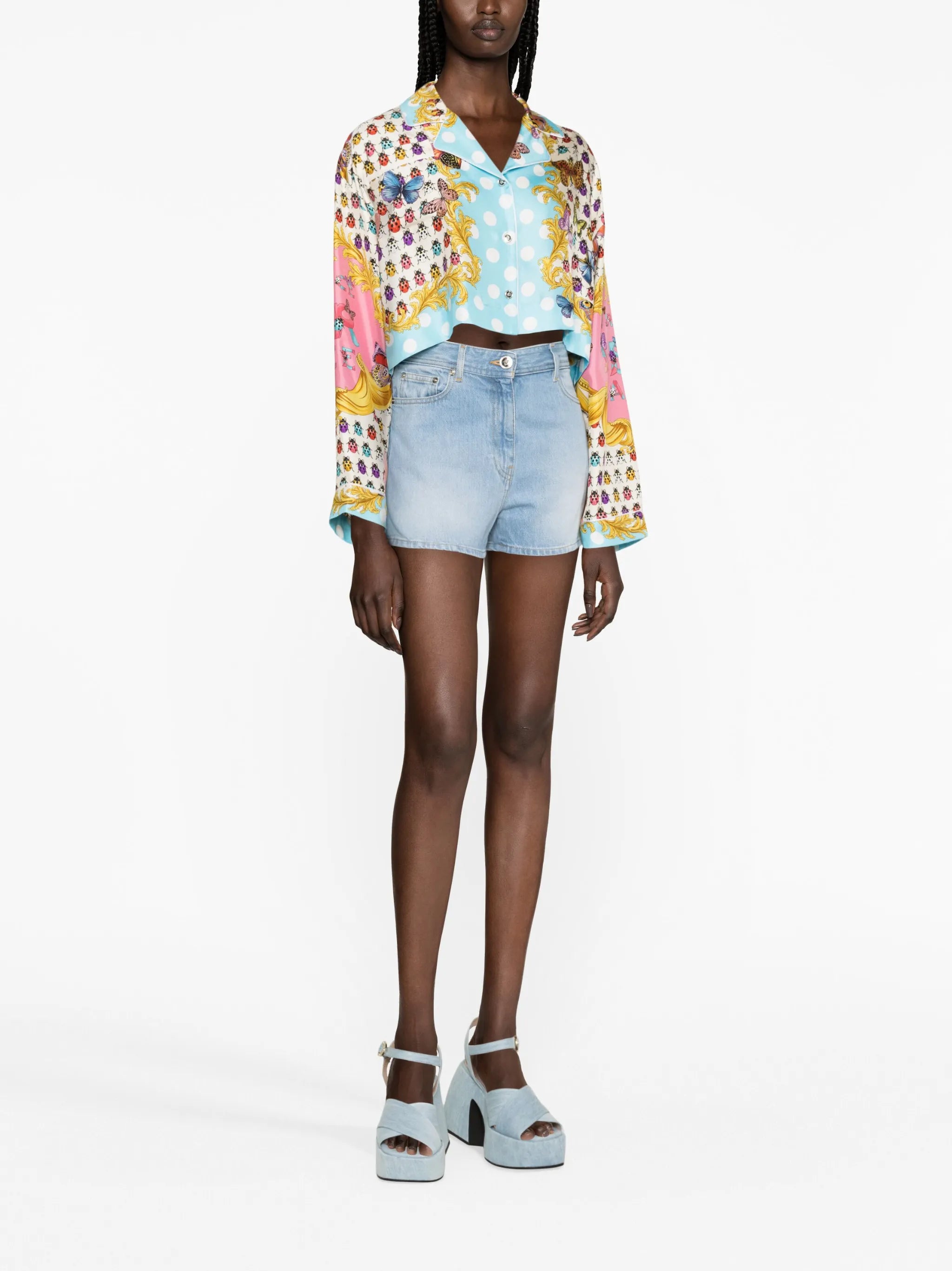 Butterflies denim shorts