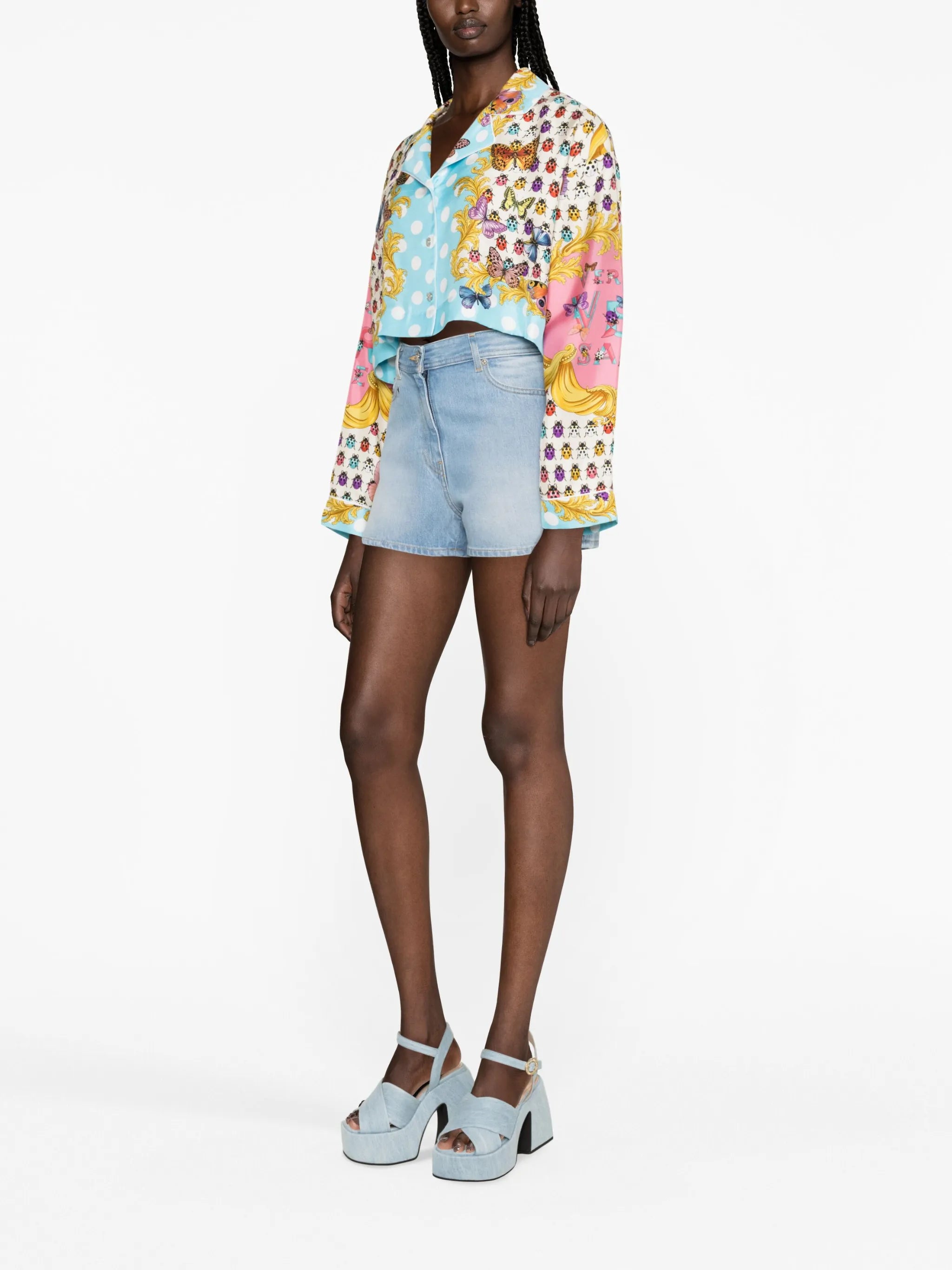 Butterflies denim shorts