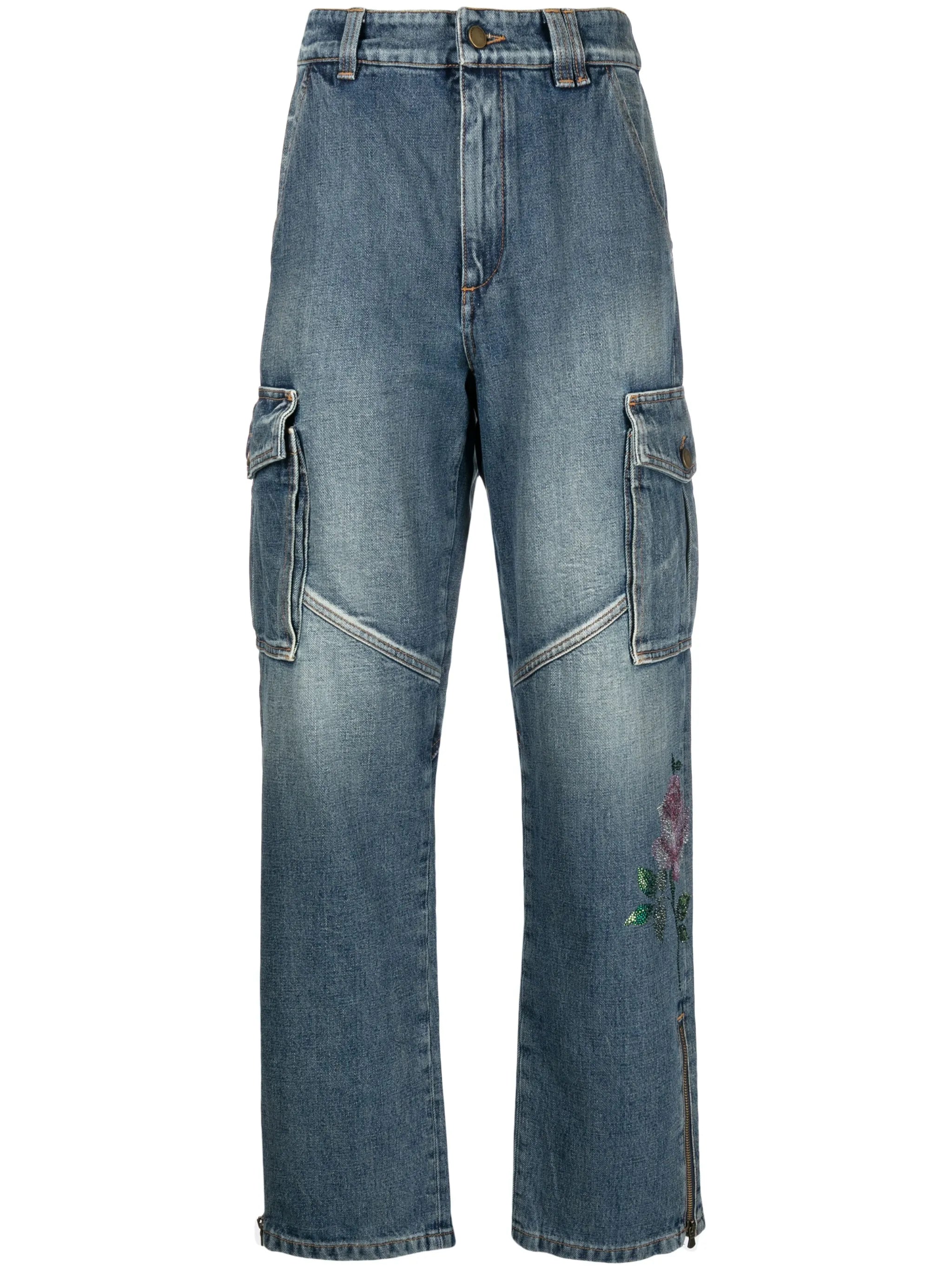 rhinestone-embellished jeans