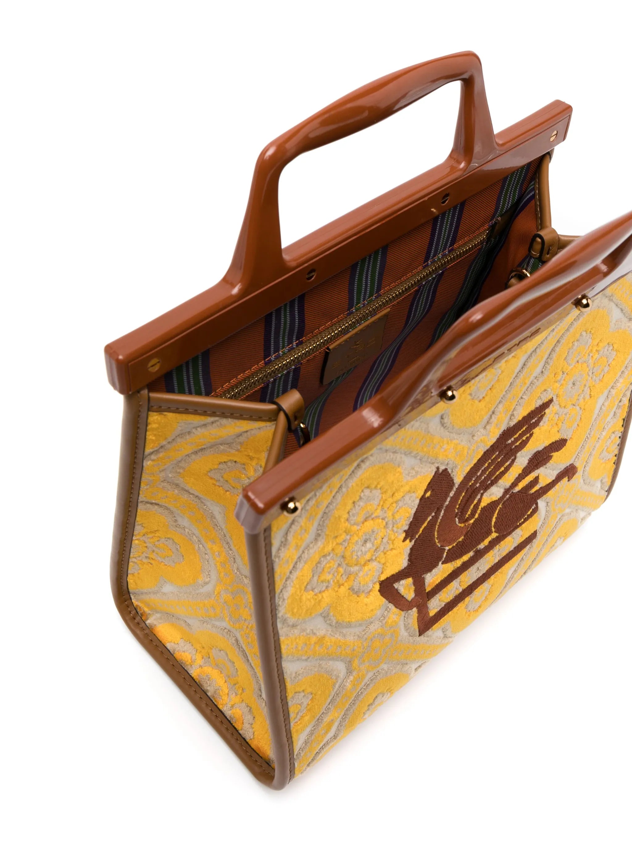 logo-embroidered jacquard tote bag