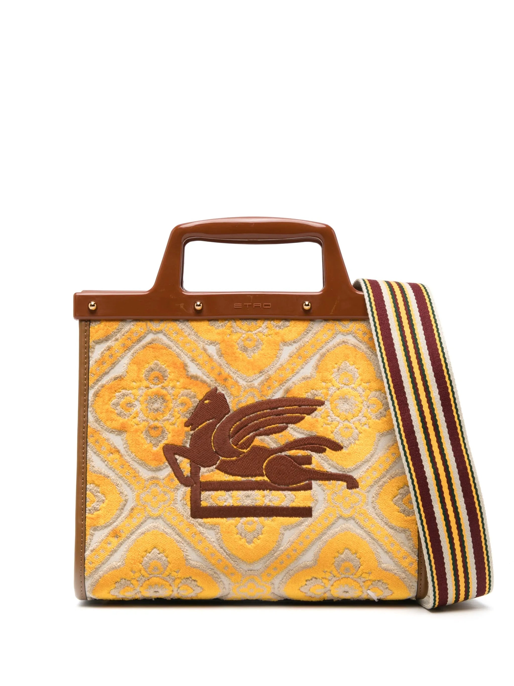 logo-embroidered jacquard tote bag
