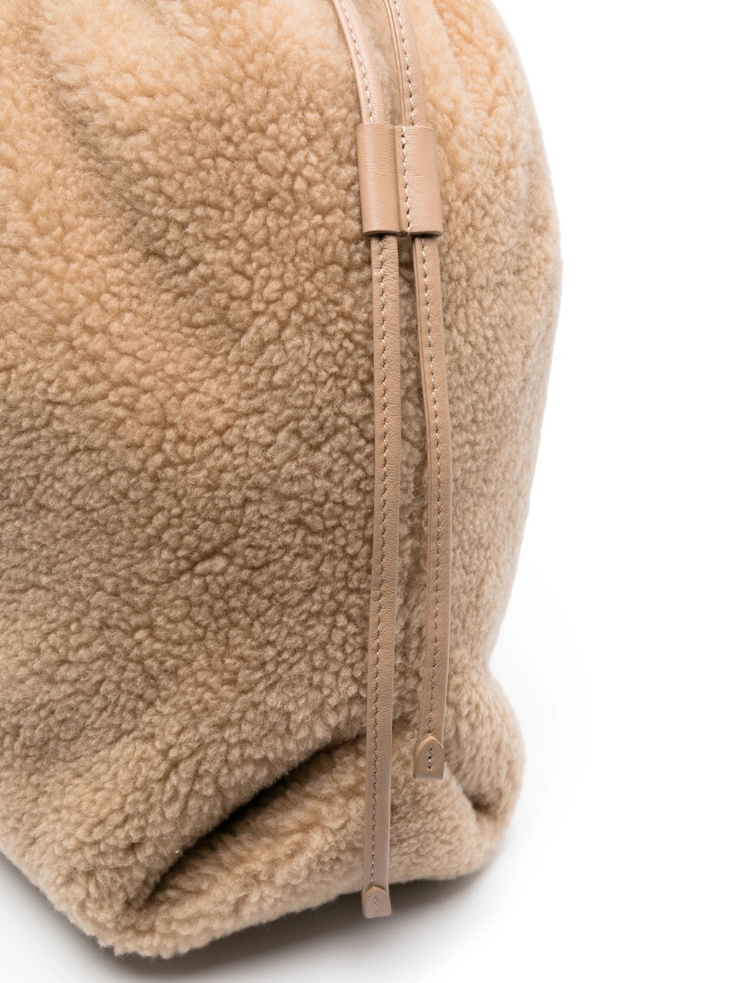 shearling drawstring tote bag