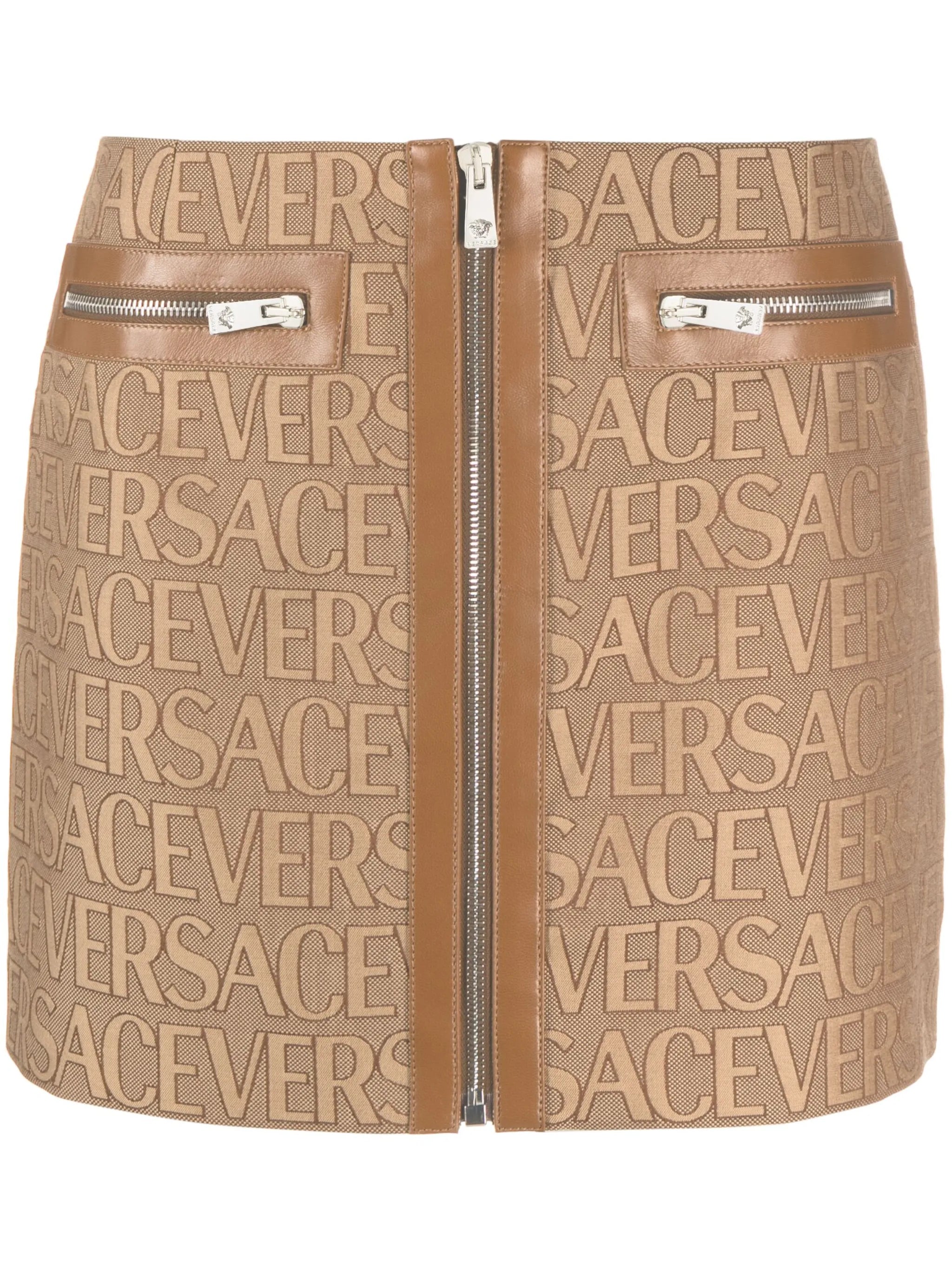 Versace Allover leather-trim miniskirt