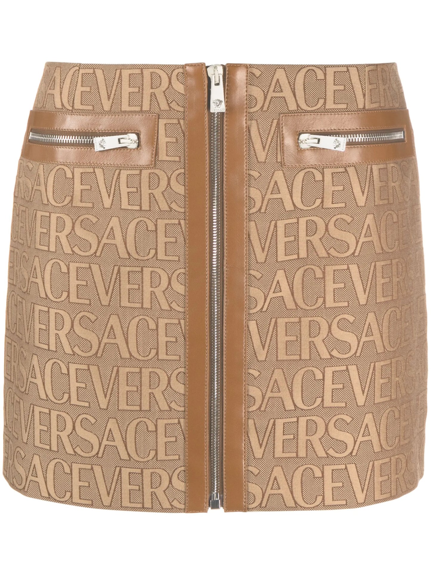 Versace Allover leather-trim miniskirt