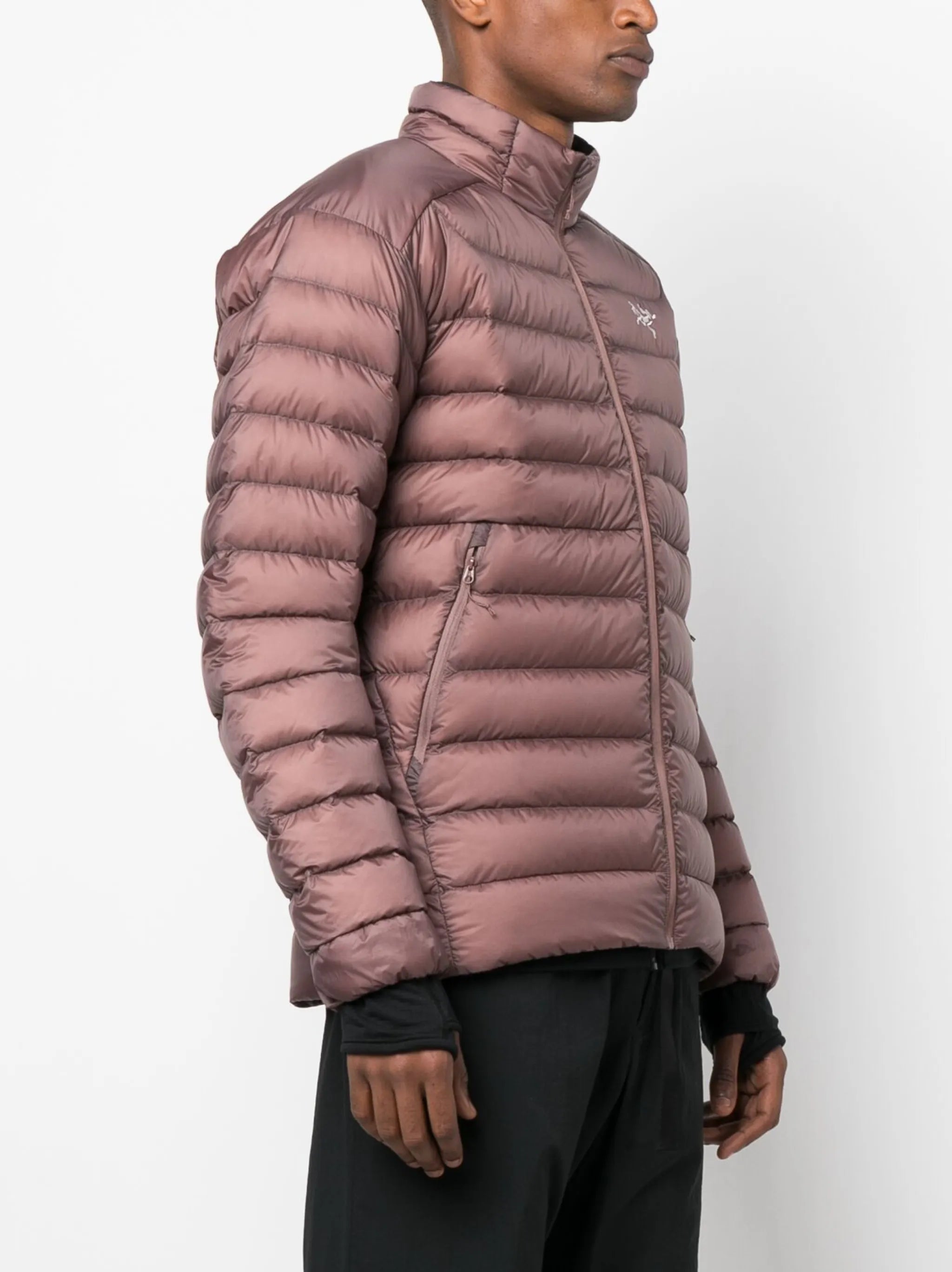 logo-embroidered puffer jacket
