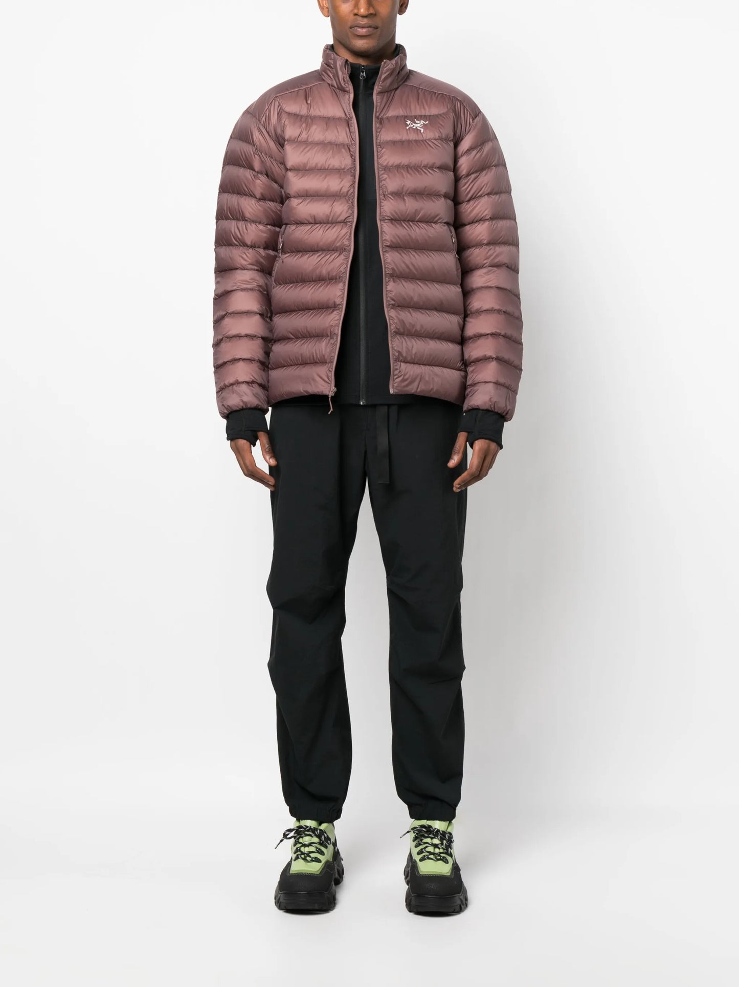 logo-embroidered puffer jacket