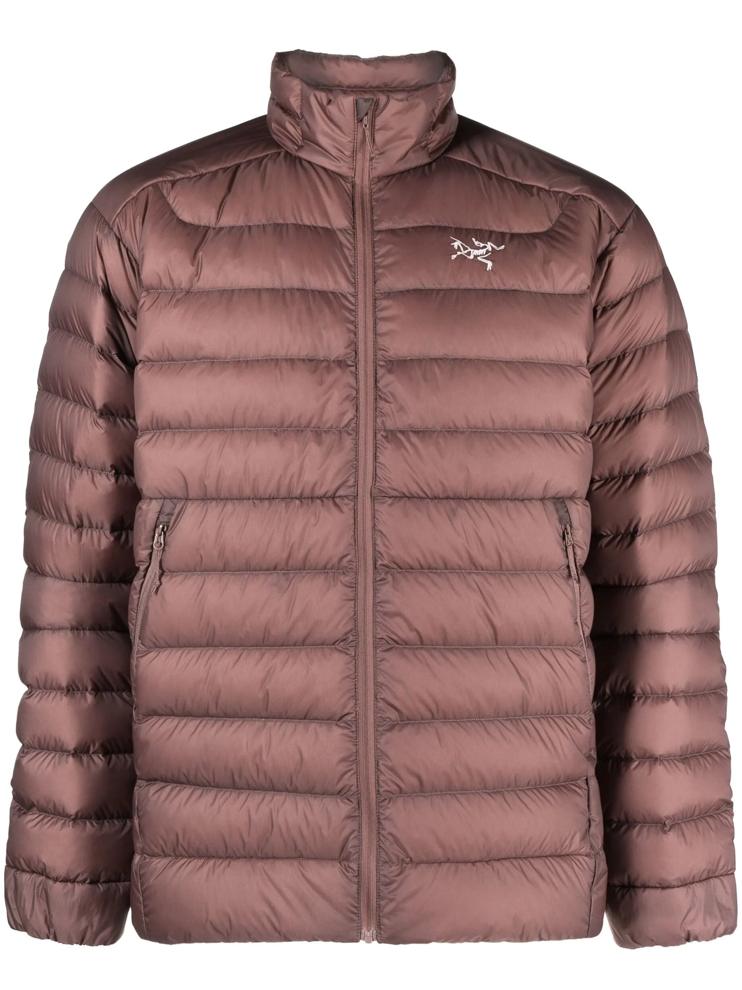 logo-embroidered puffer jacket