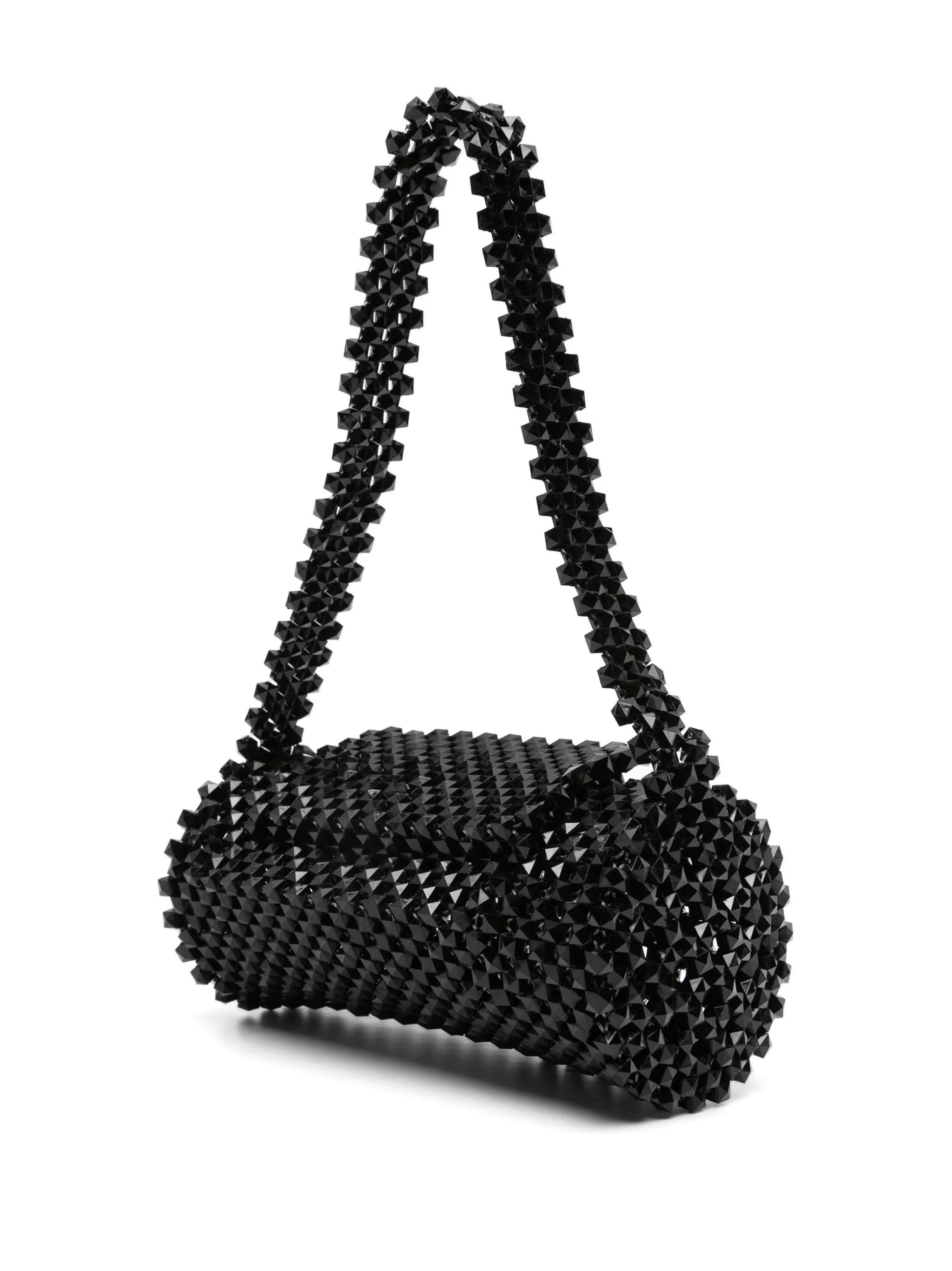 bead-chain cylinder shoulder bag