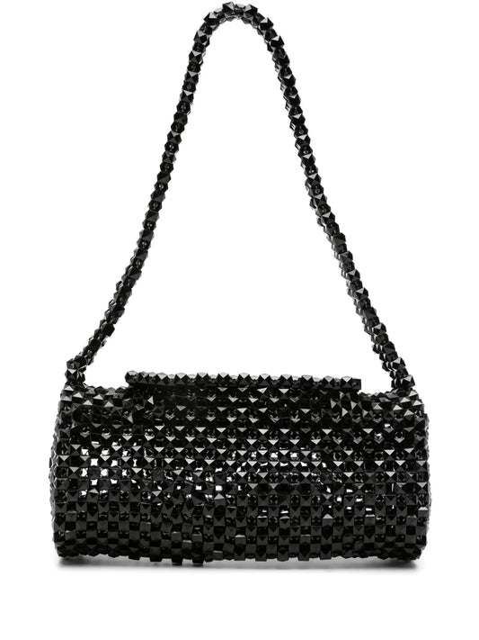 bead-chain cylinder shoulder bag