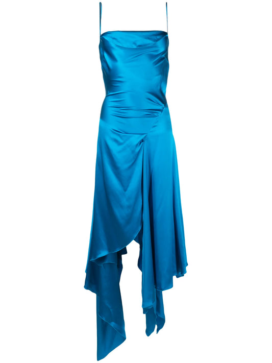 Cowl asymmetric midi dress