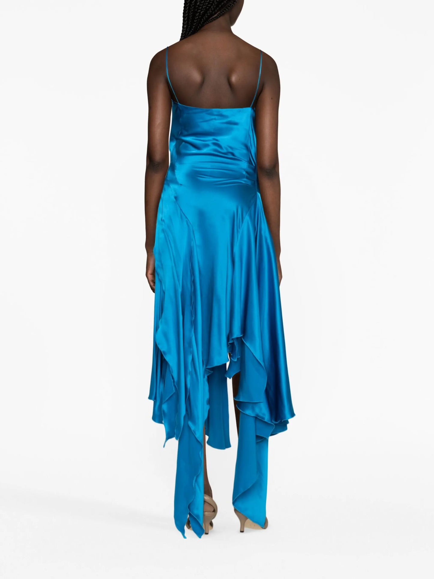 Cowl asymmetric midi dress