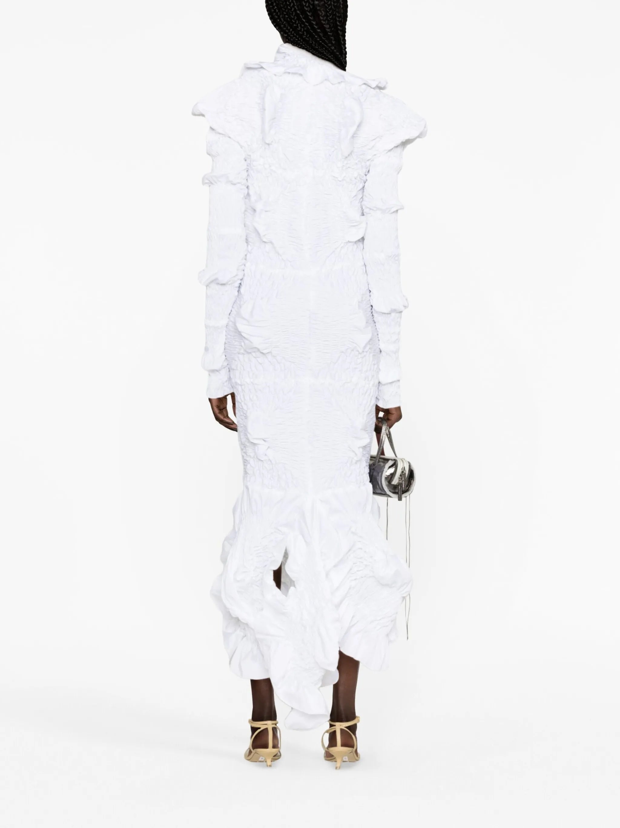 Twist smocked midi dress