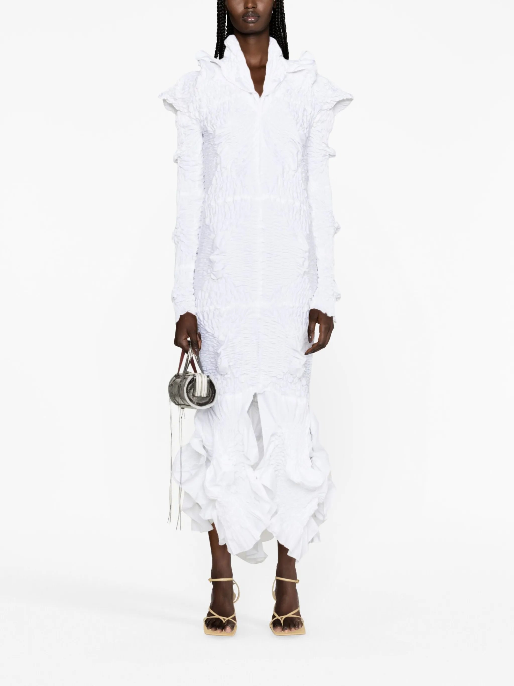 Twist smocked midi dress