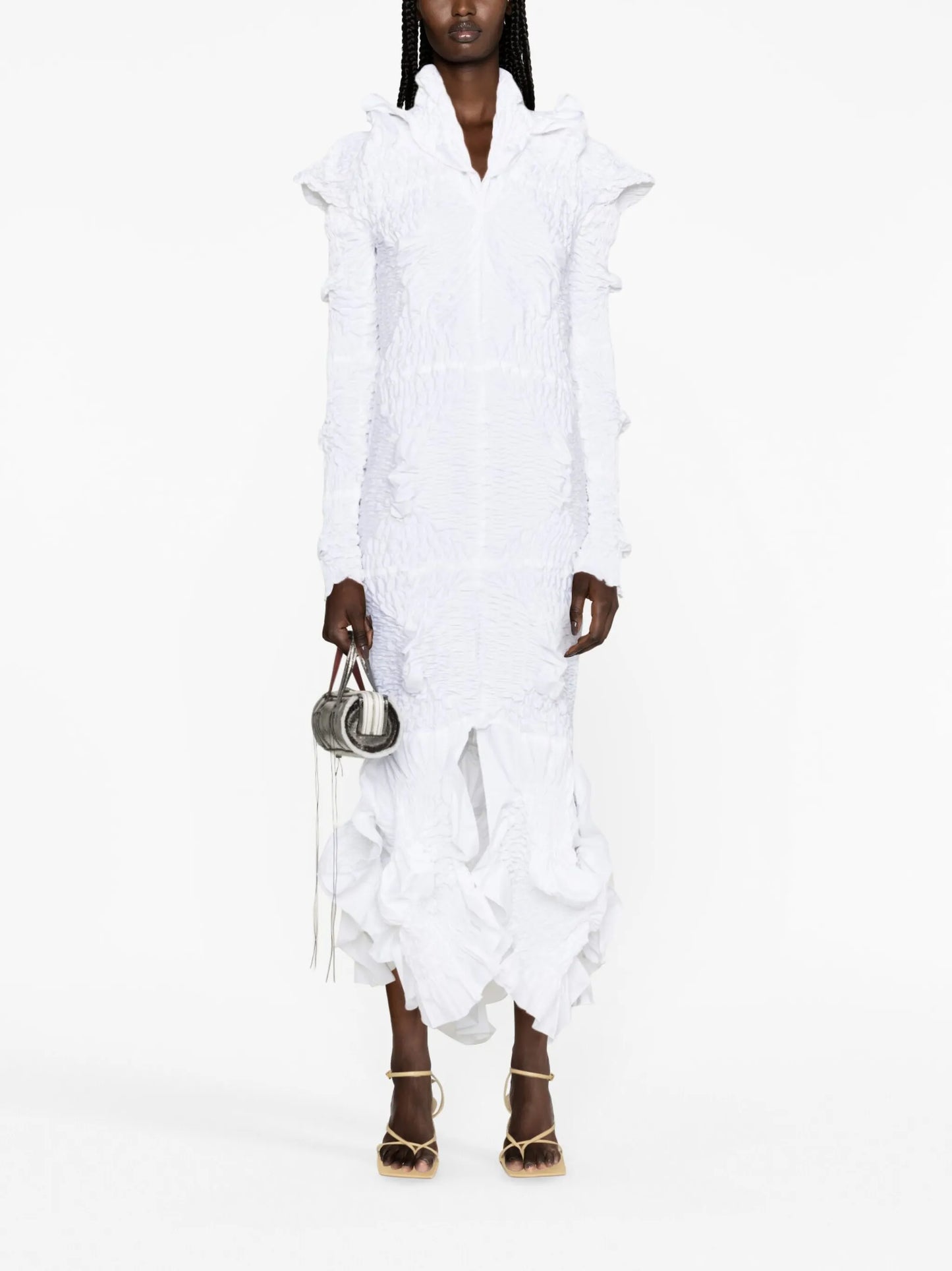 Twist smocked midi dress
