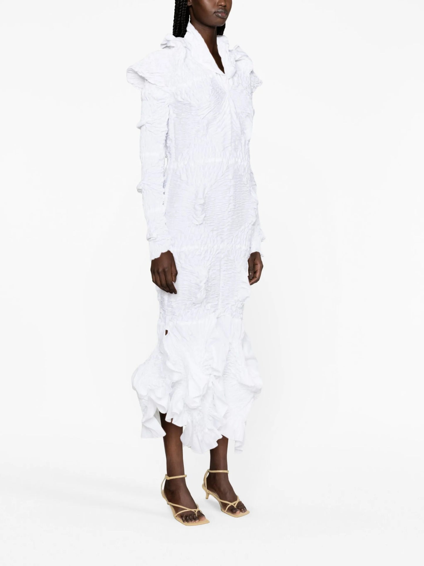 Twist smocked midi dress