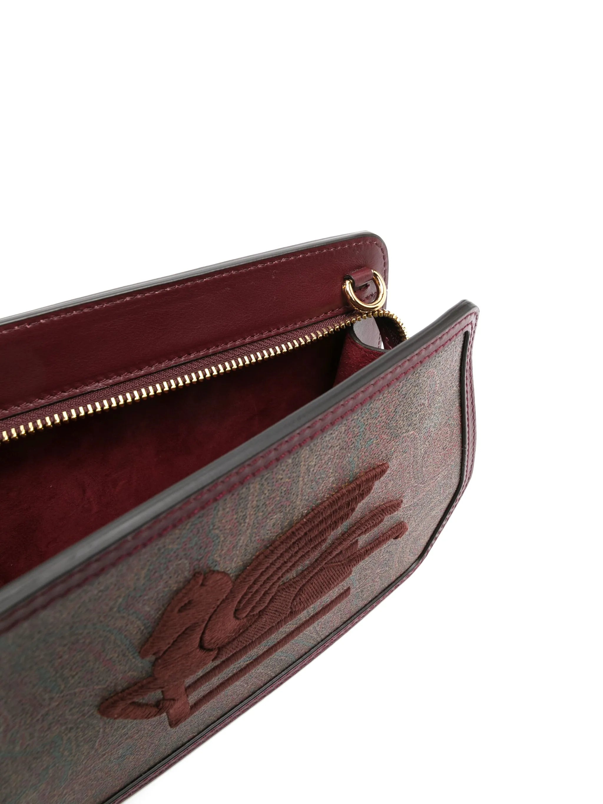 logo-embroidered paisley-print crossbody bag