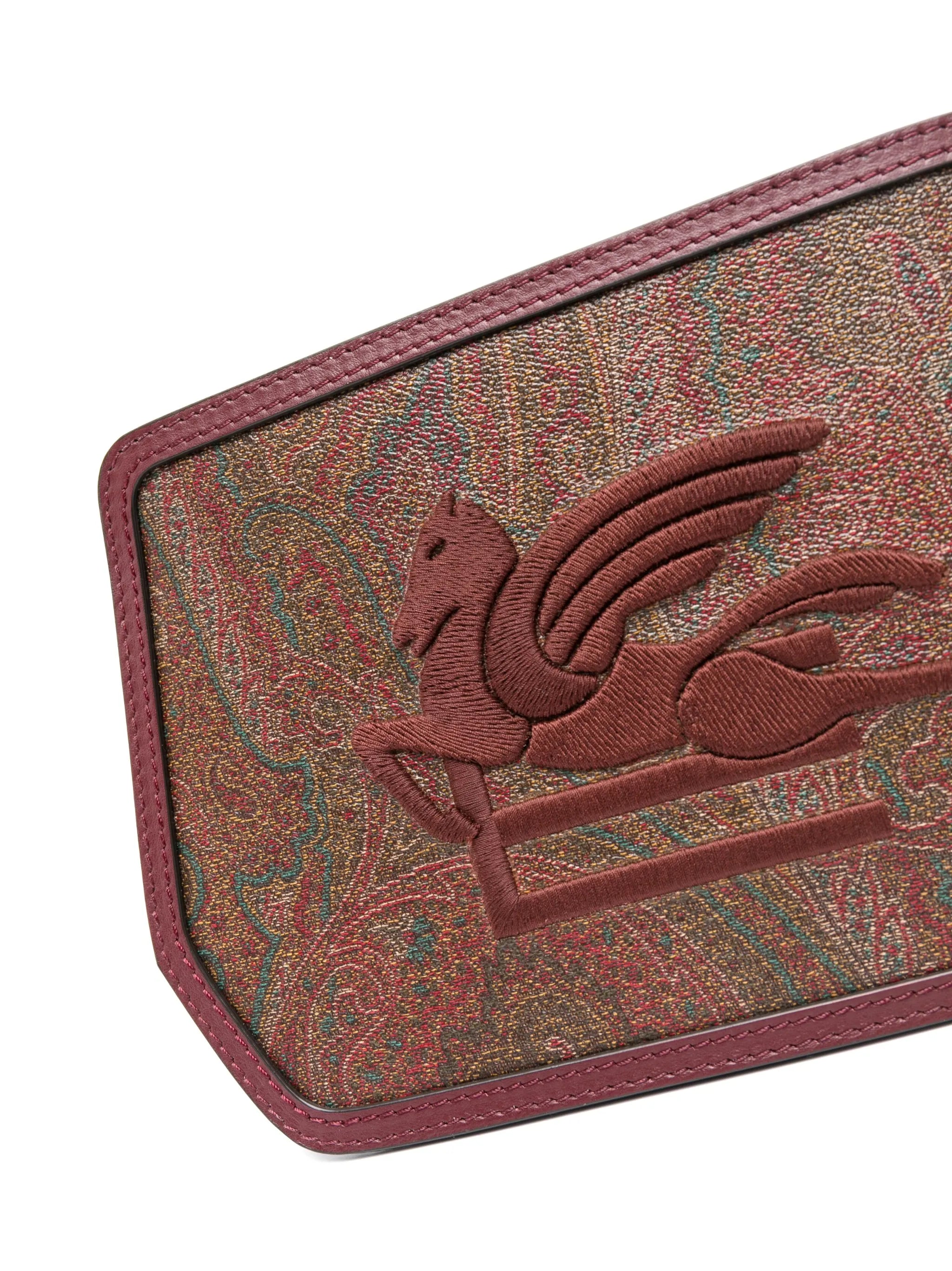logo-embroidered paisley-print crossbody bag