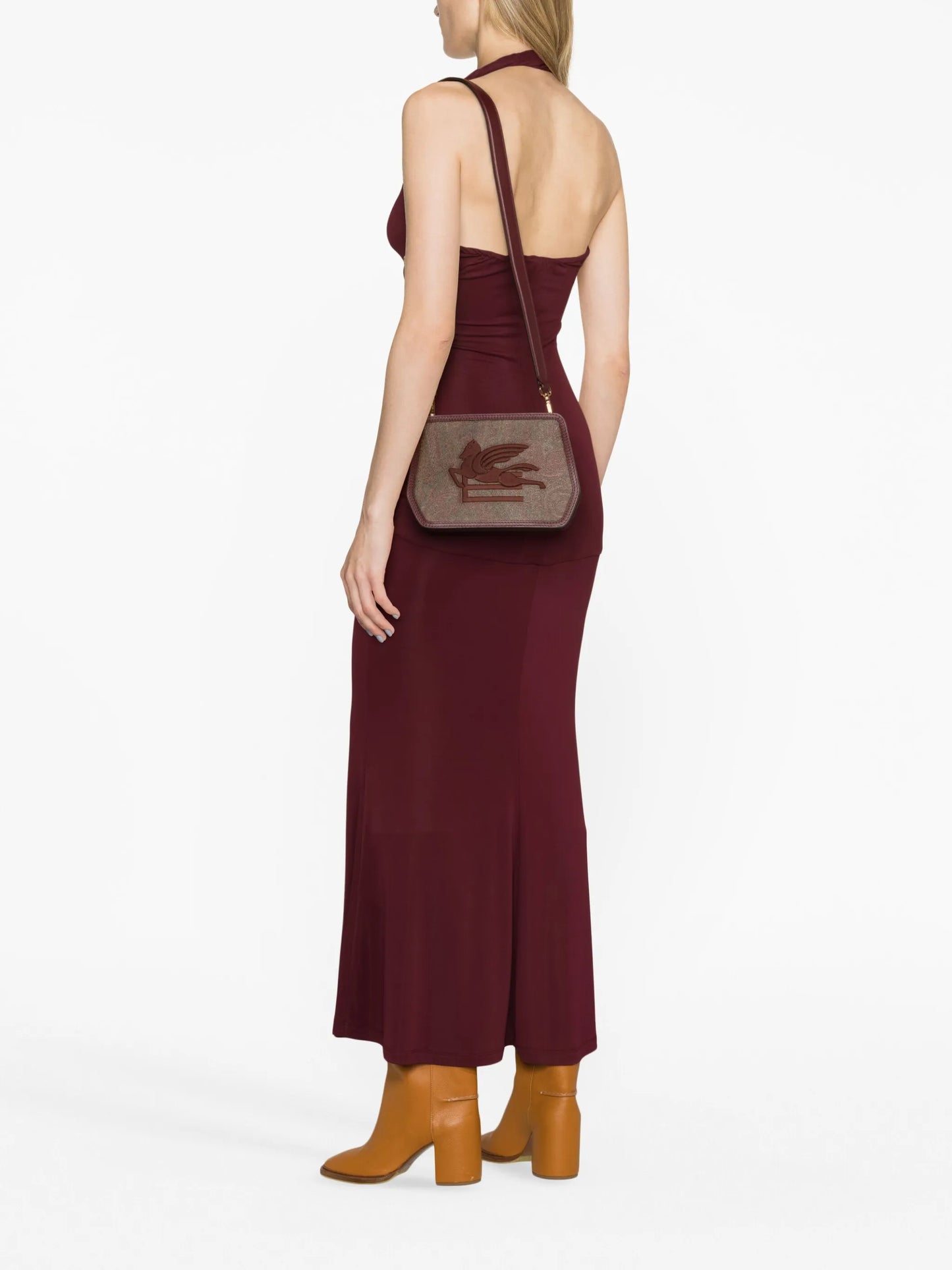 logo-embroidered paisley-print crossbody bag
