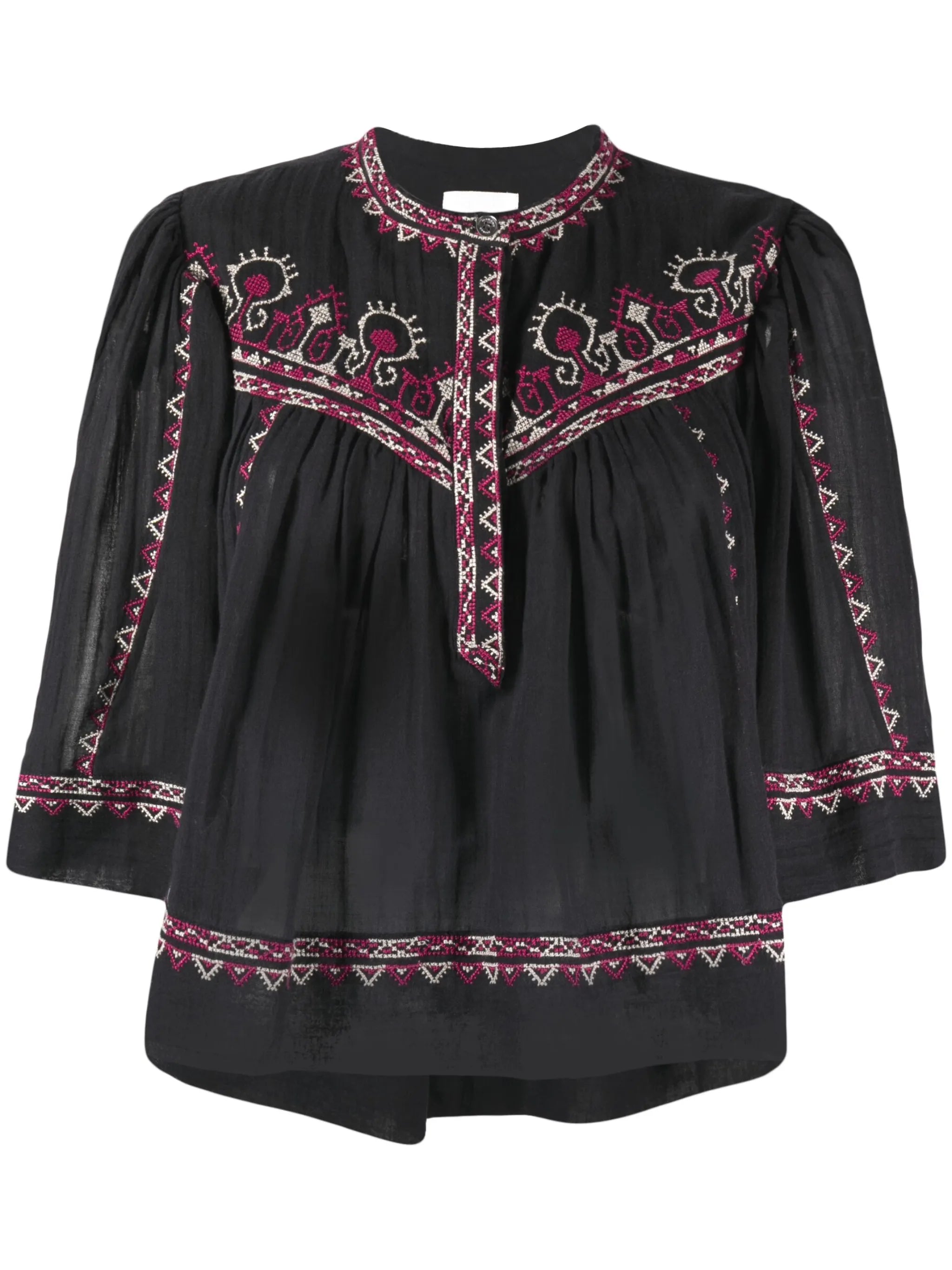 embroidered three-quarter sleeved blouse