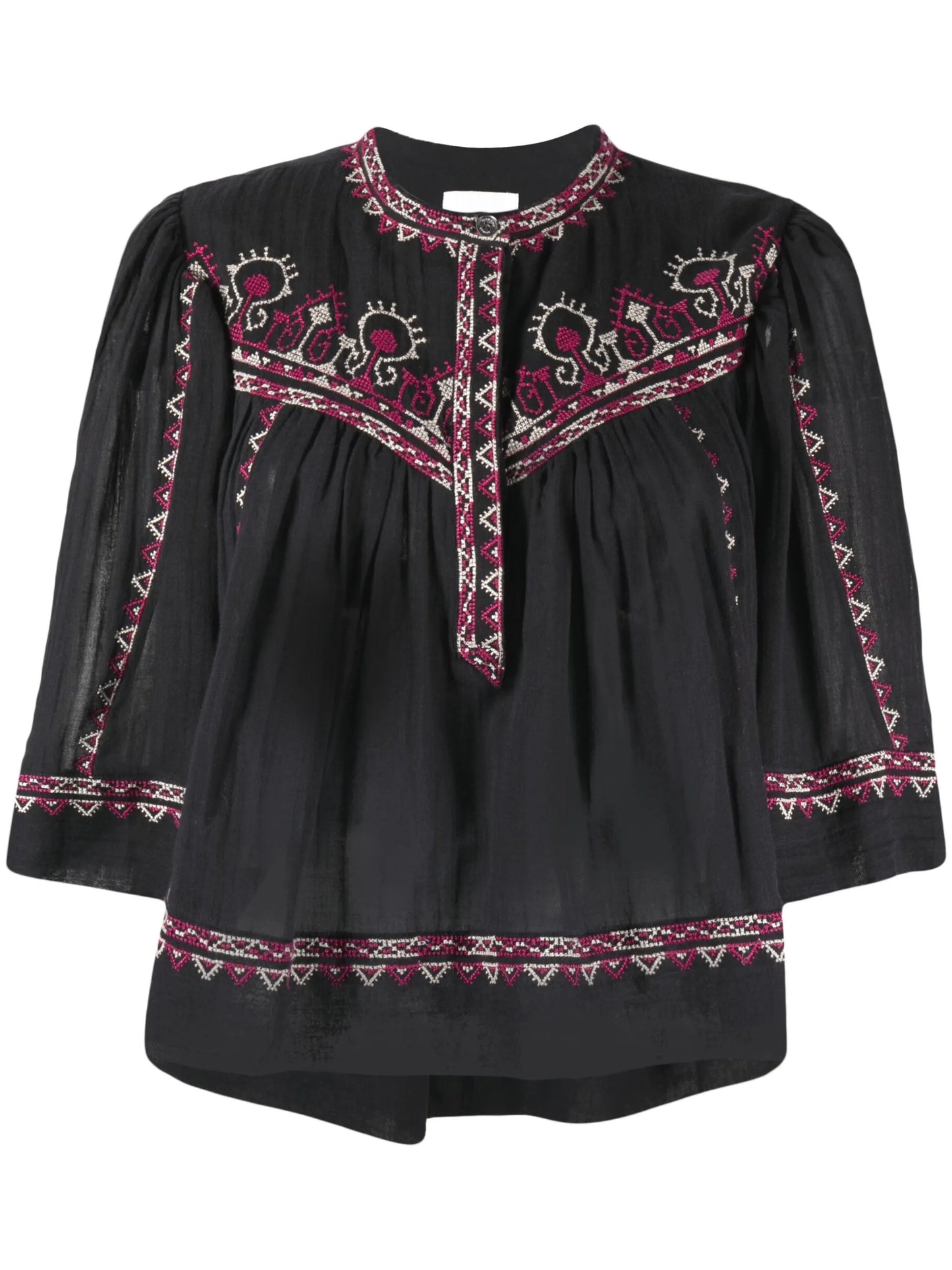 embroidered three-quarter sleeved blouse