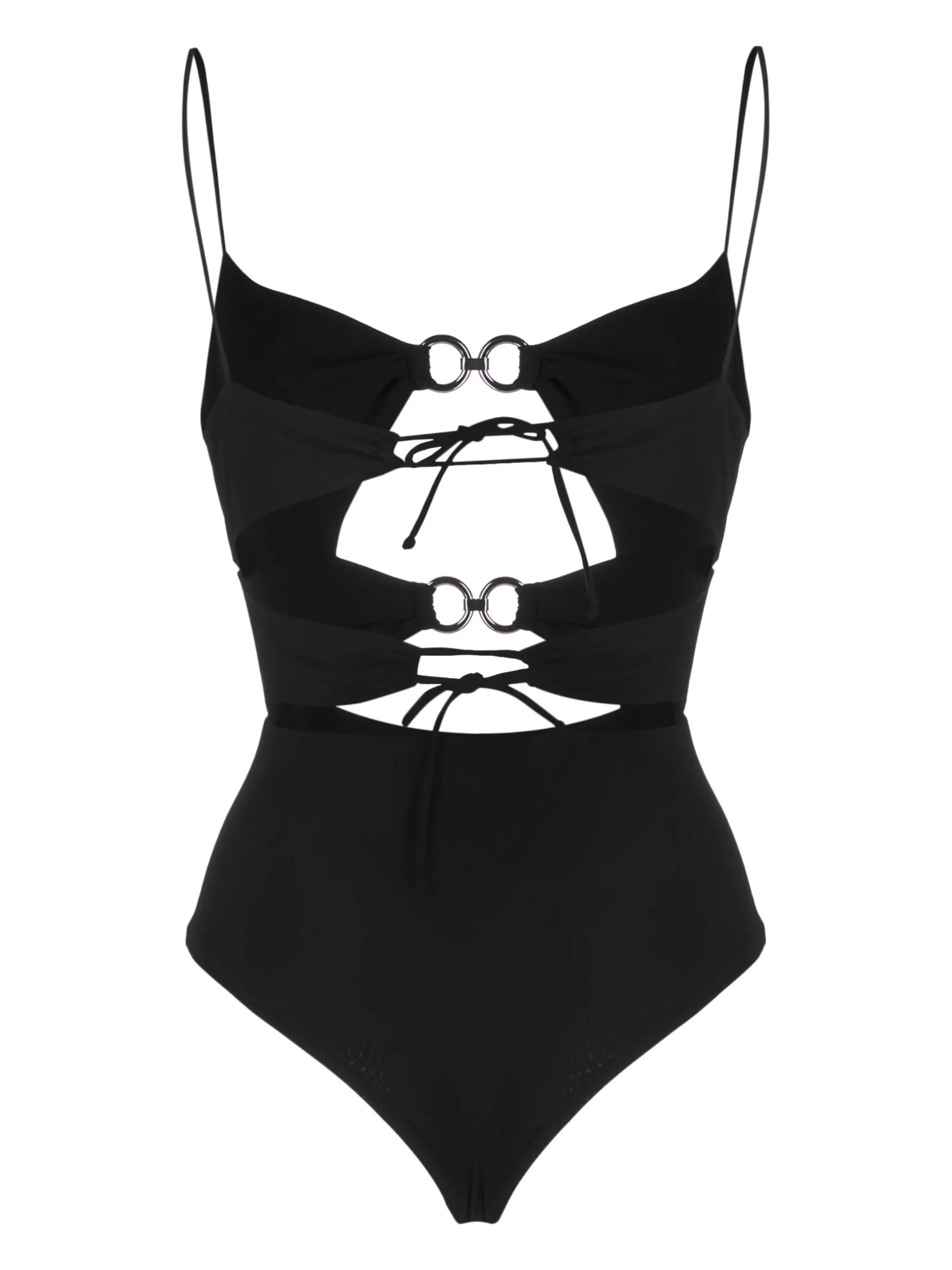 ring-embellished cut-out swimsuit