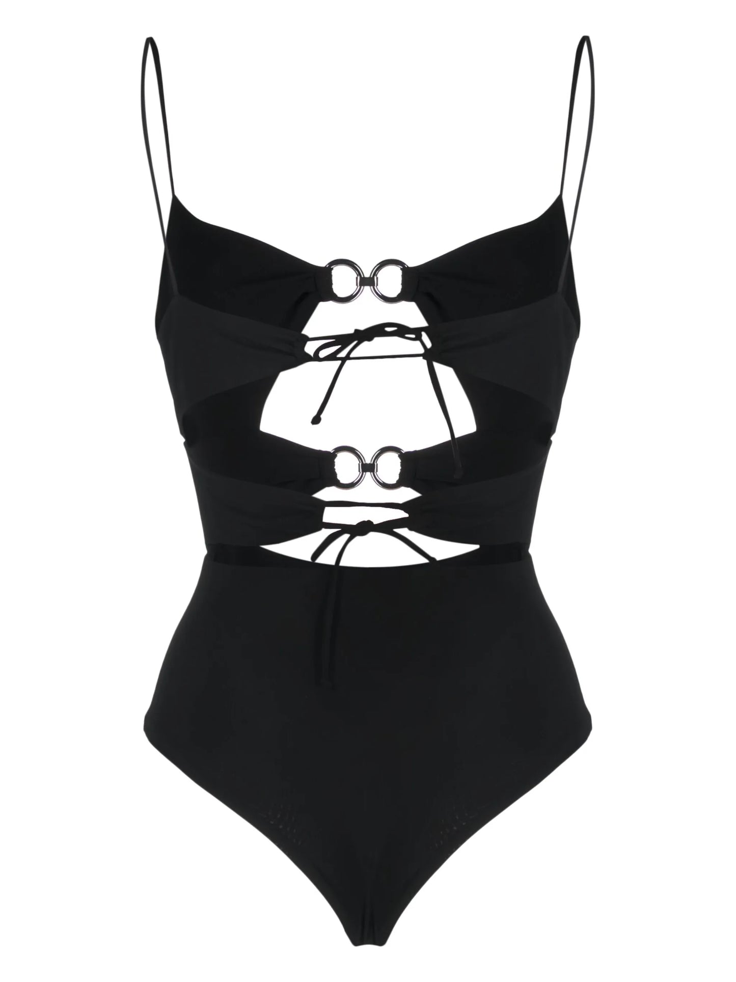 ring-embellished cut-out swimsuit