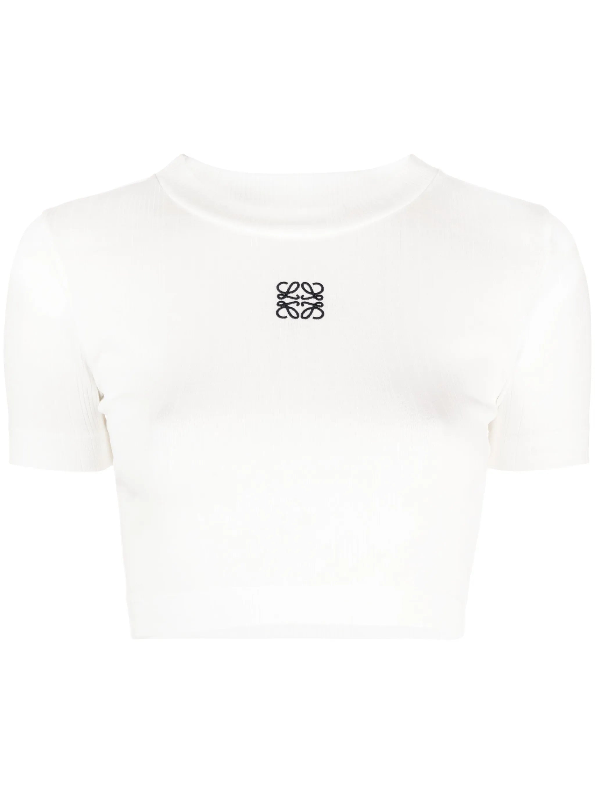 logo-embroidered cropped T-shirt