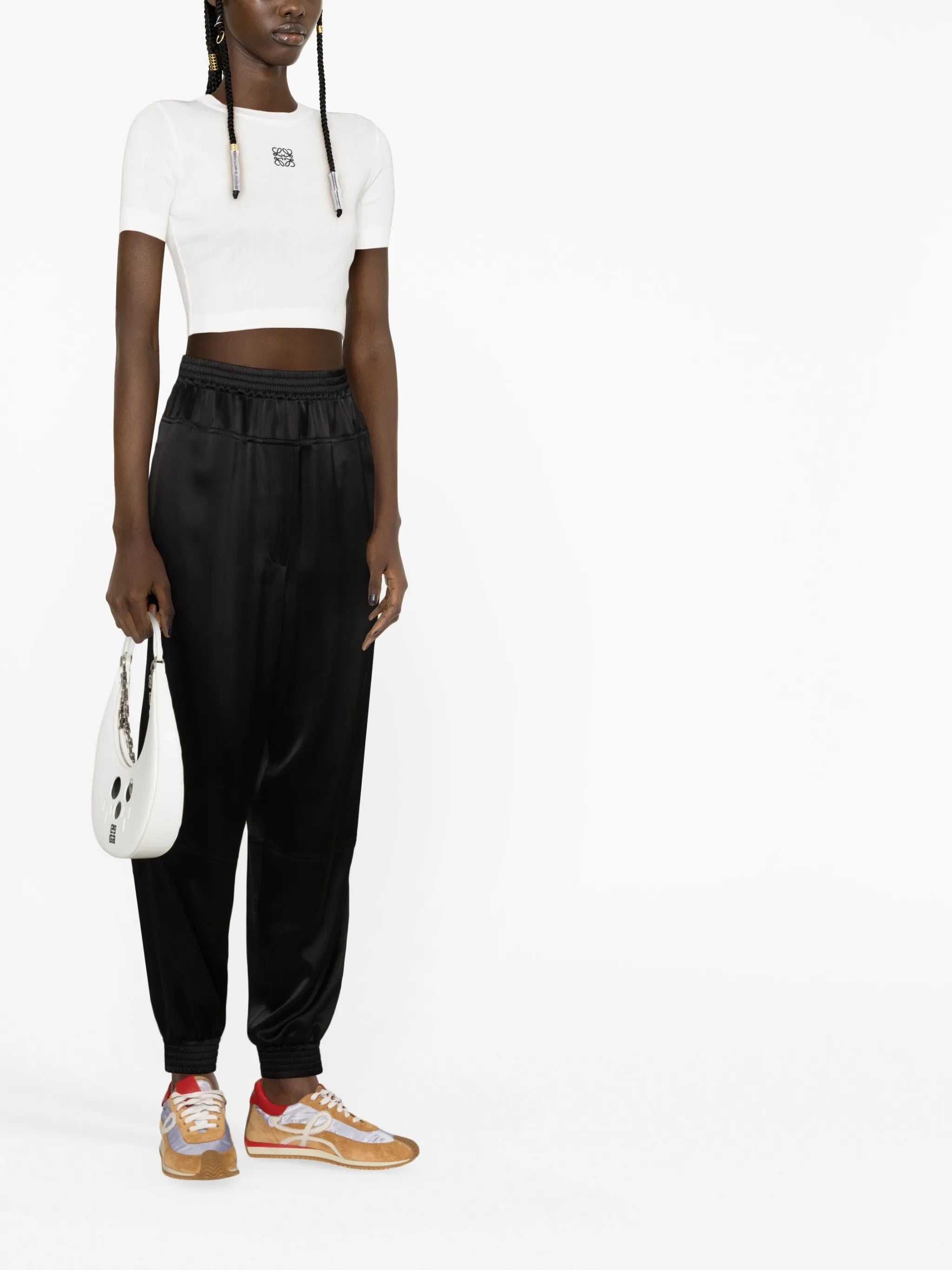 logo-embroidered cropped T-shirt