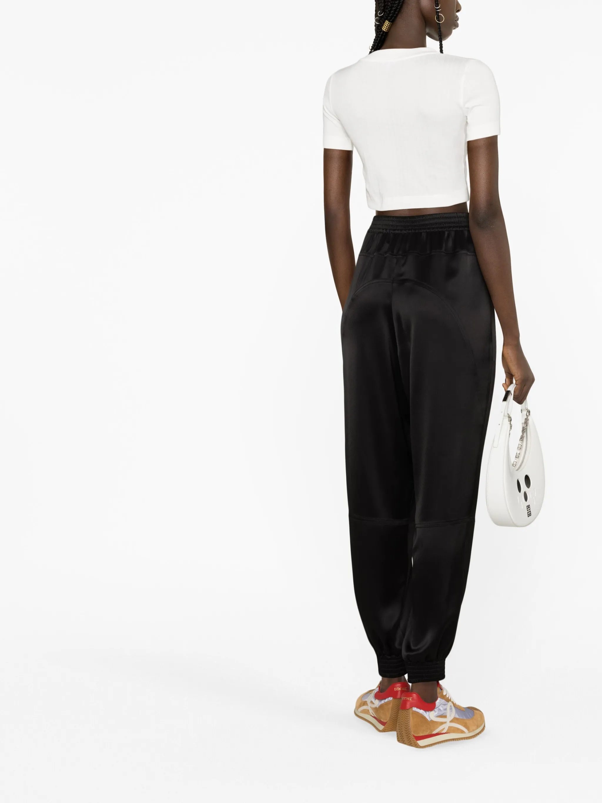 logo-embroidered cropped T-shirt