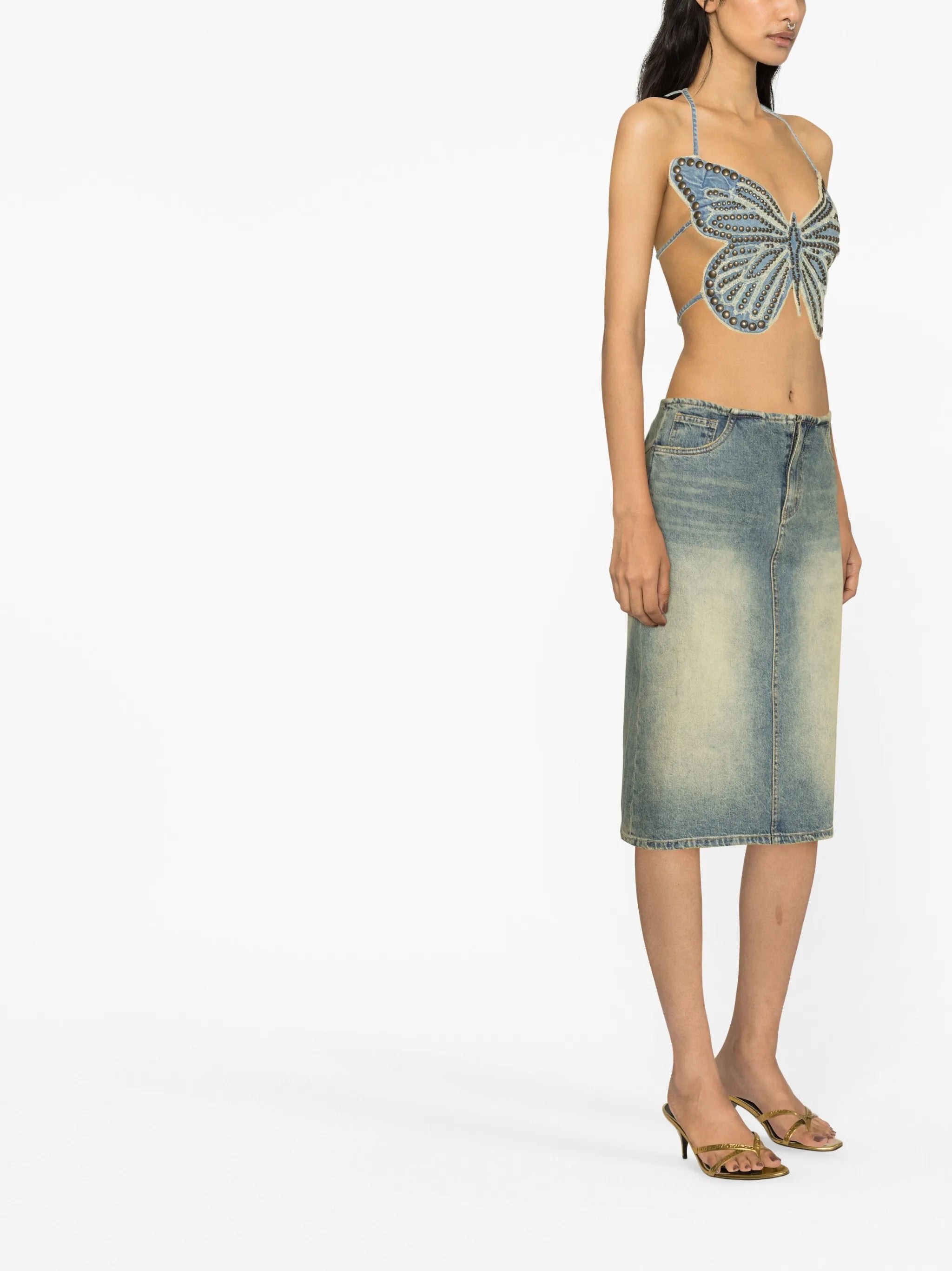 stud-embellished butterfly top