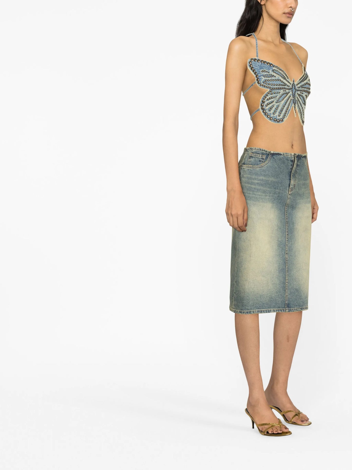stud-embellished butterfly top