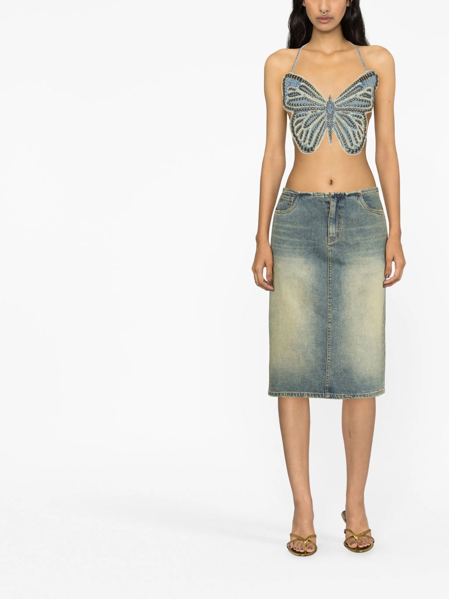 stud-embellished butterfly top