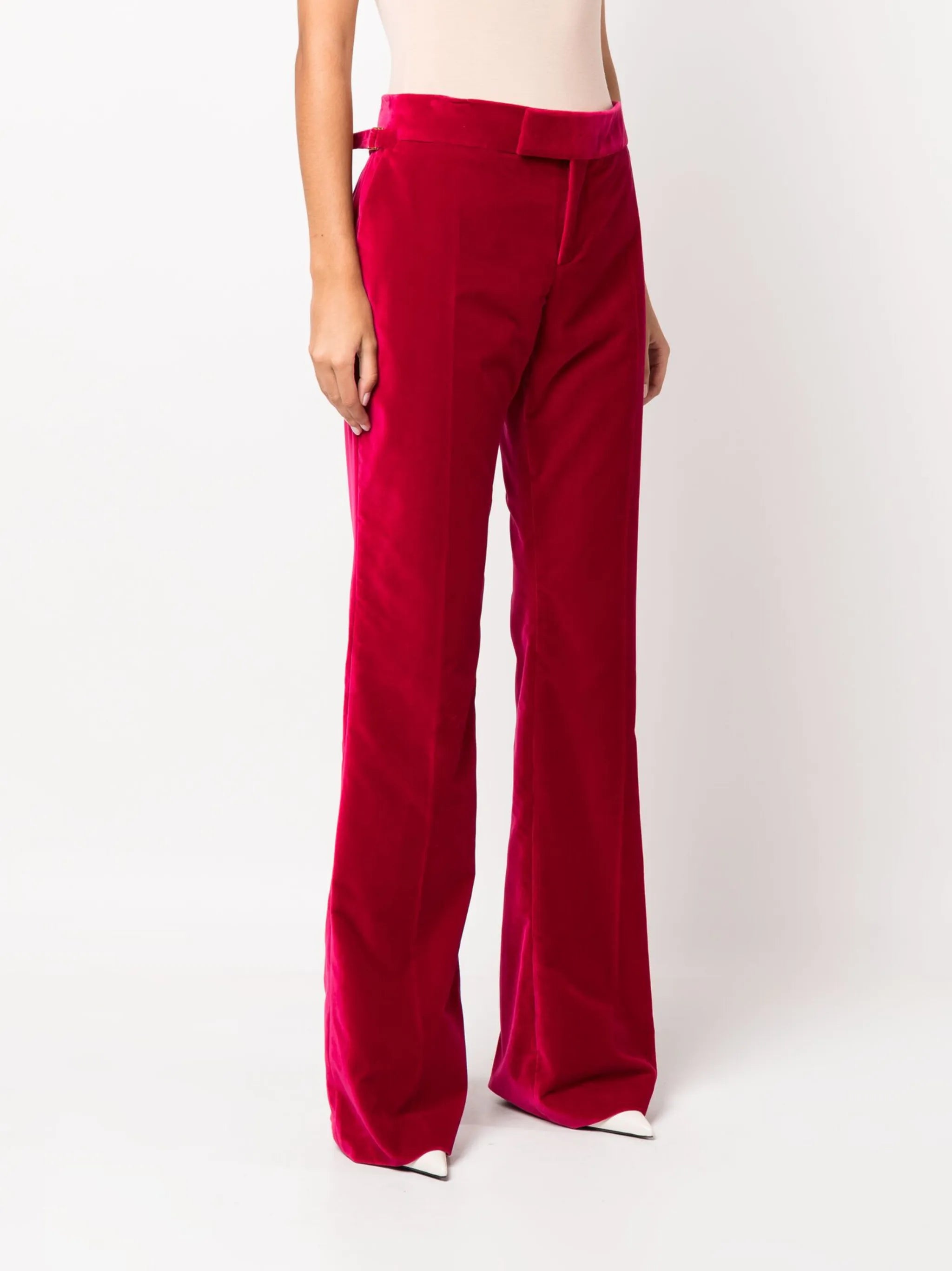 velvet flared trousers