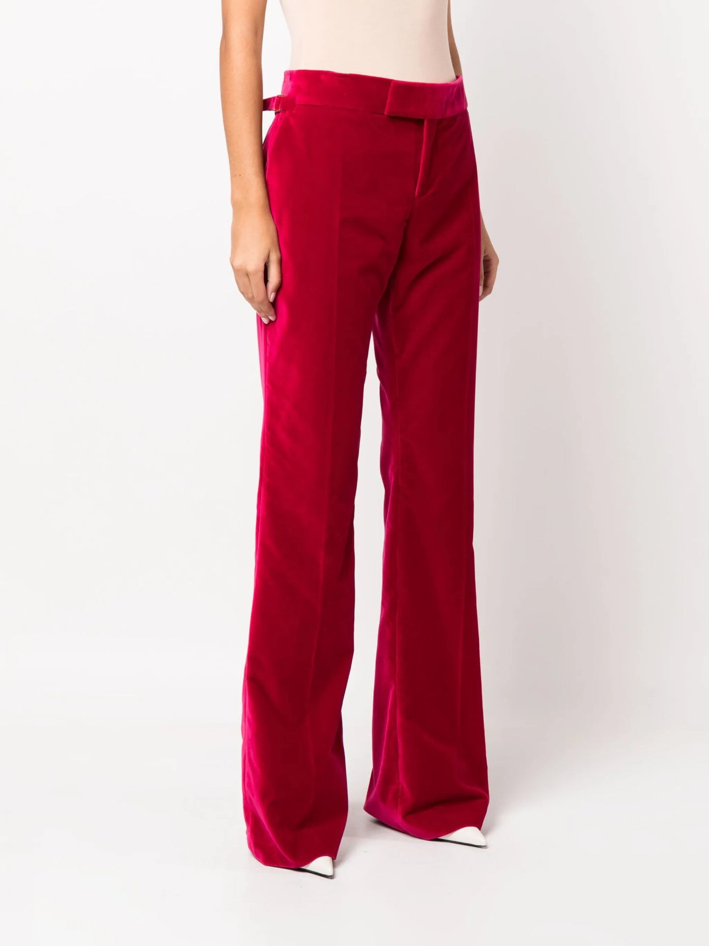 velvet flared trousers