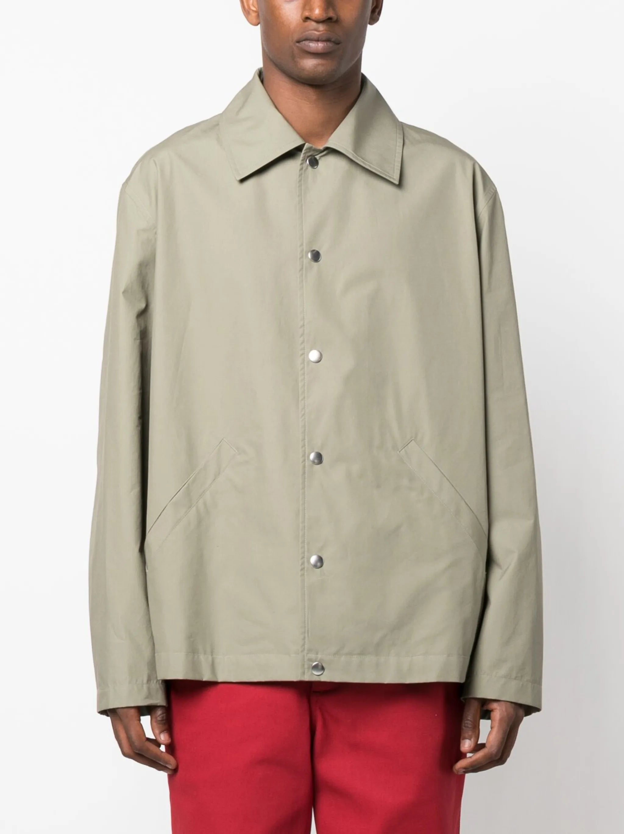 logo-print cotton shirt jacket