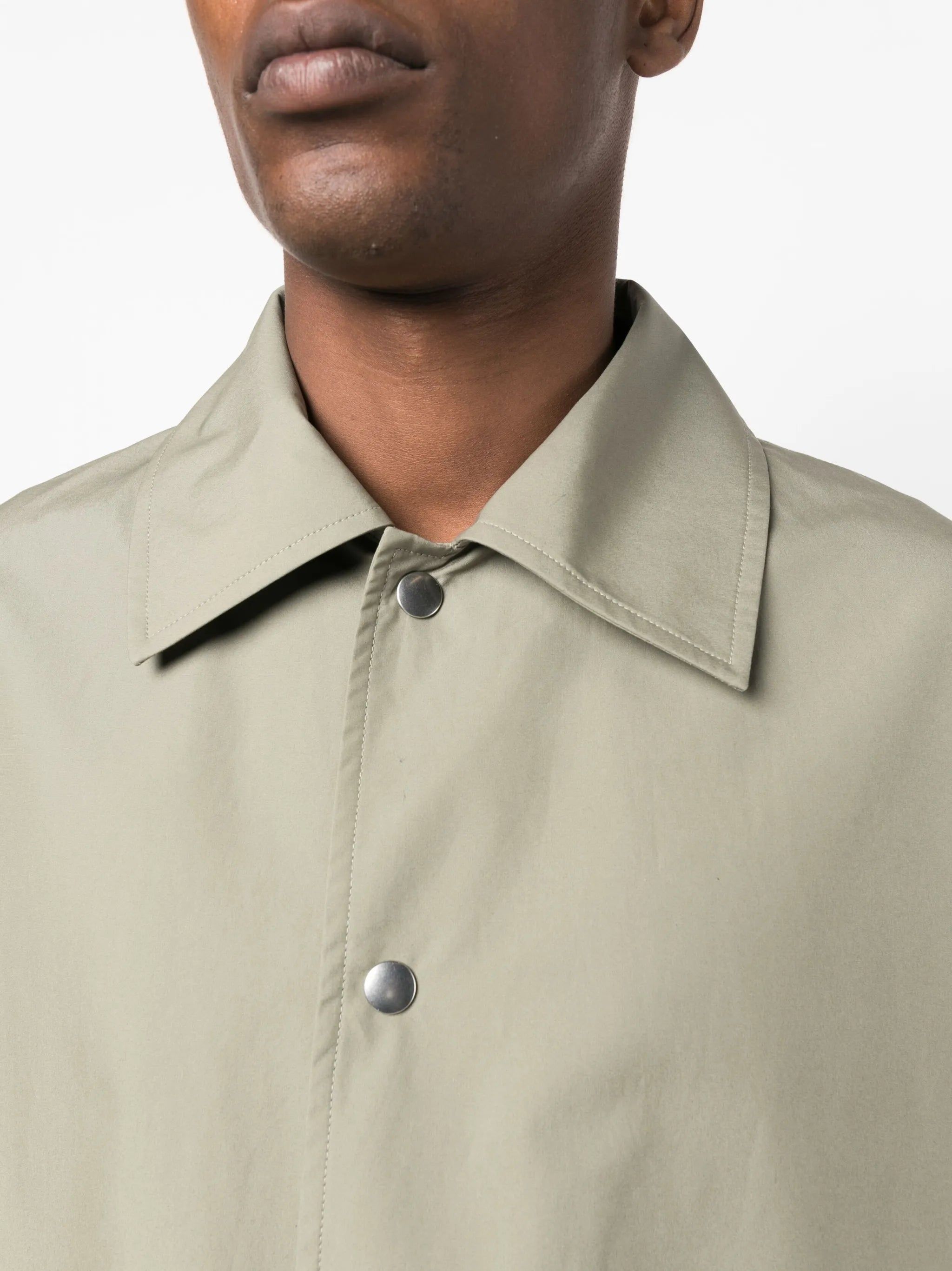 logo-print cotton shirt jacket