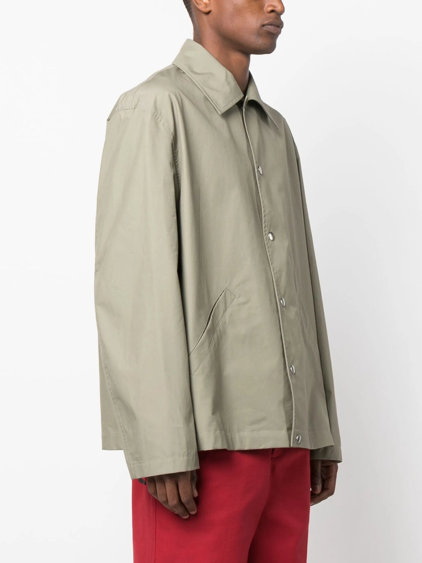 logo-print cotton shirt jacket