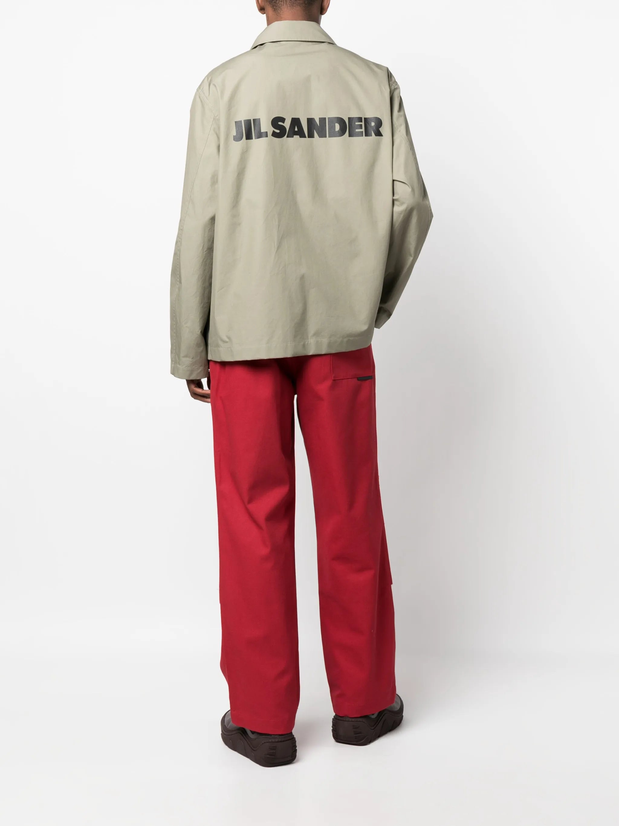 logo-print cotton shirt jacket