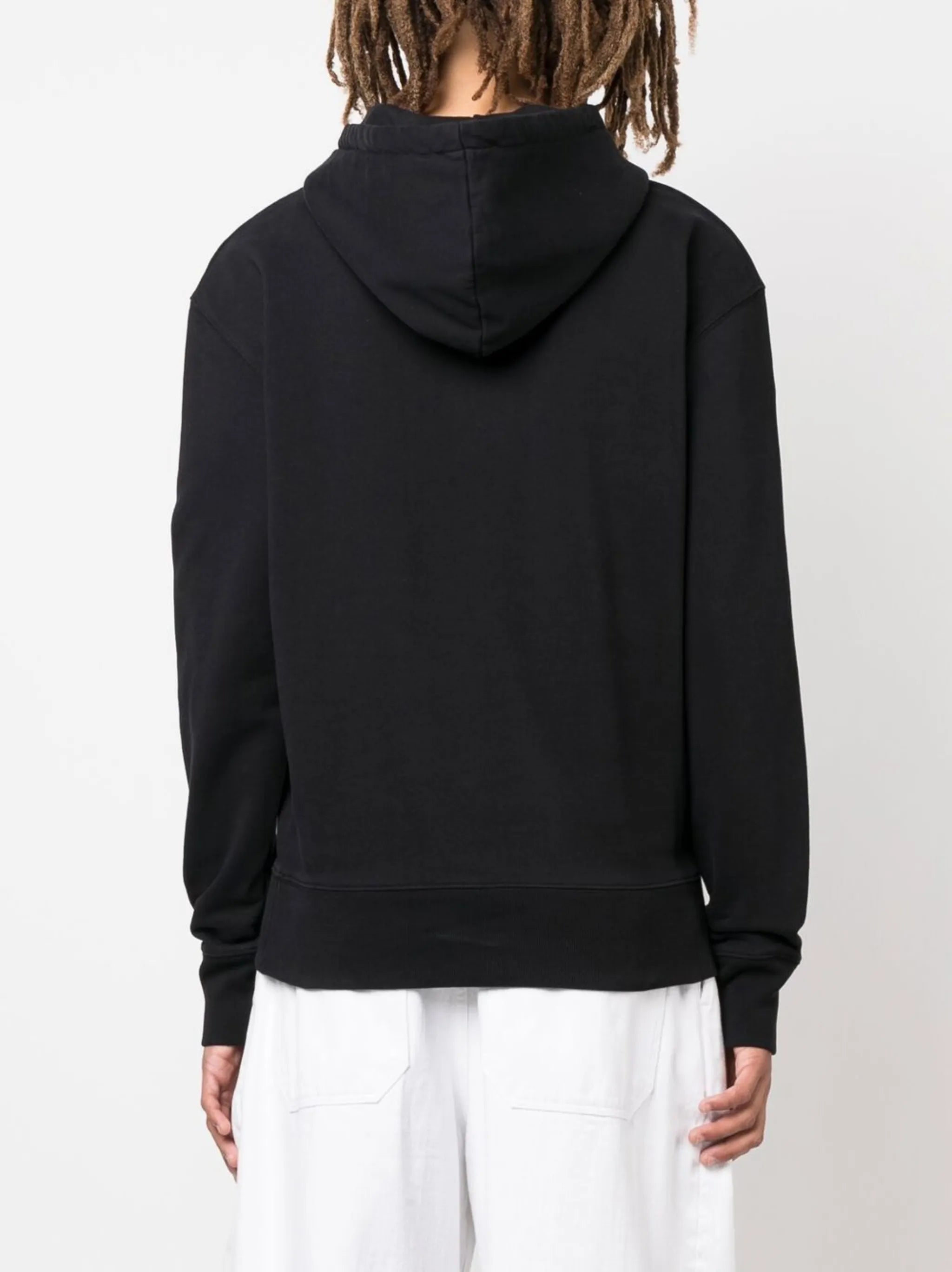logo-embroidered long-sleeved cotton hoodie