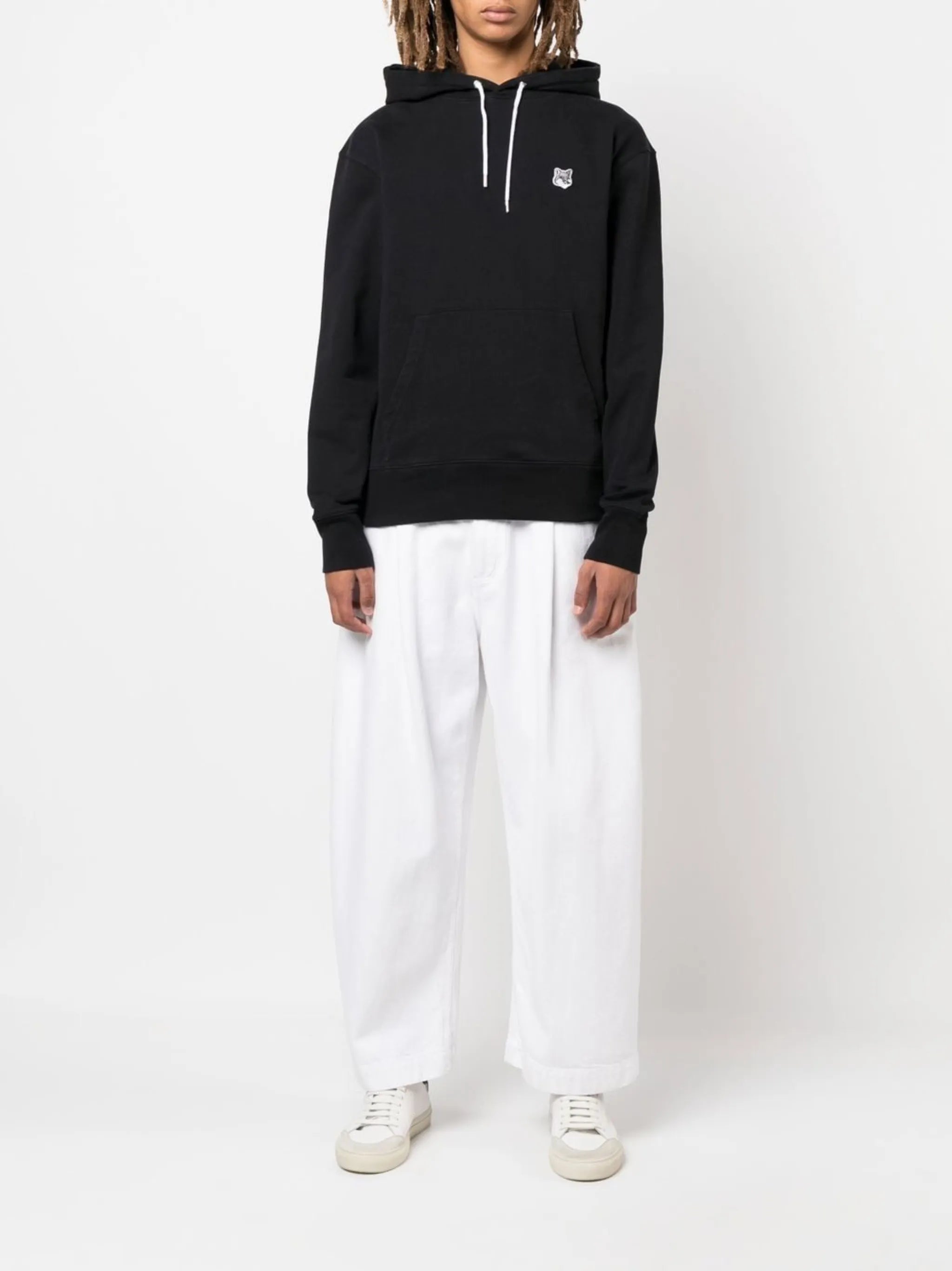 logo-embroidered long-sleeved cotton hoodie