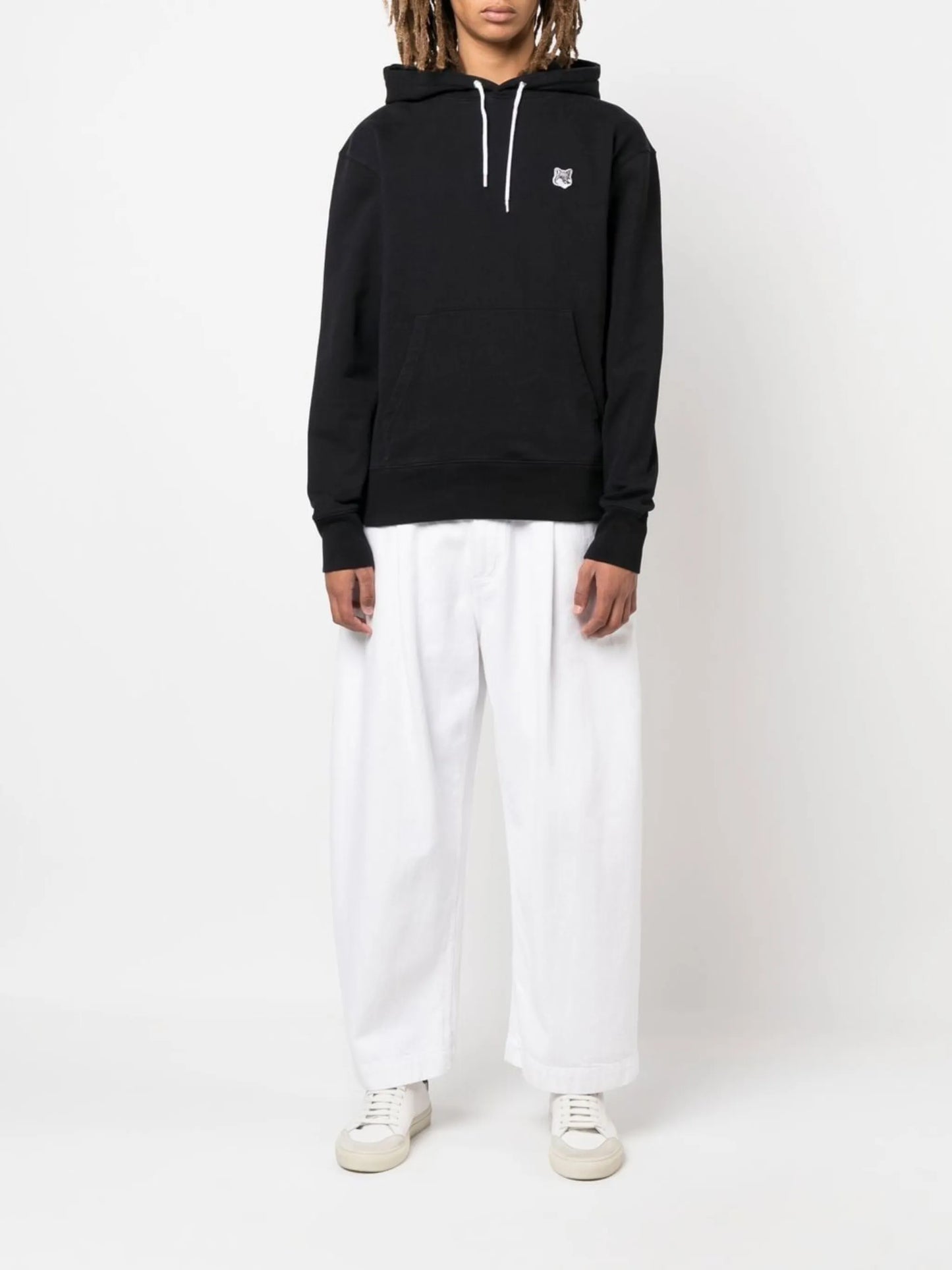 logo-embroidered long-sleeved cotton hoodie