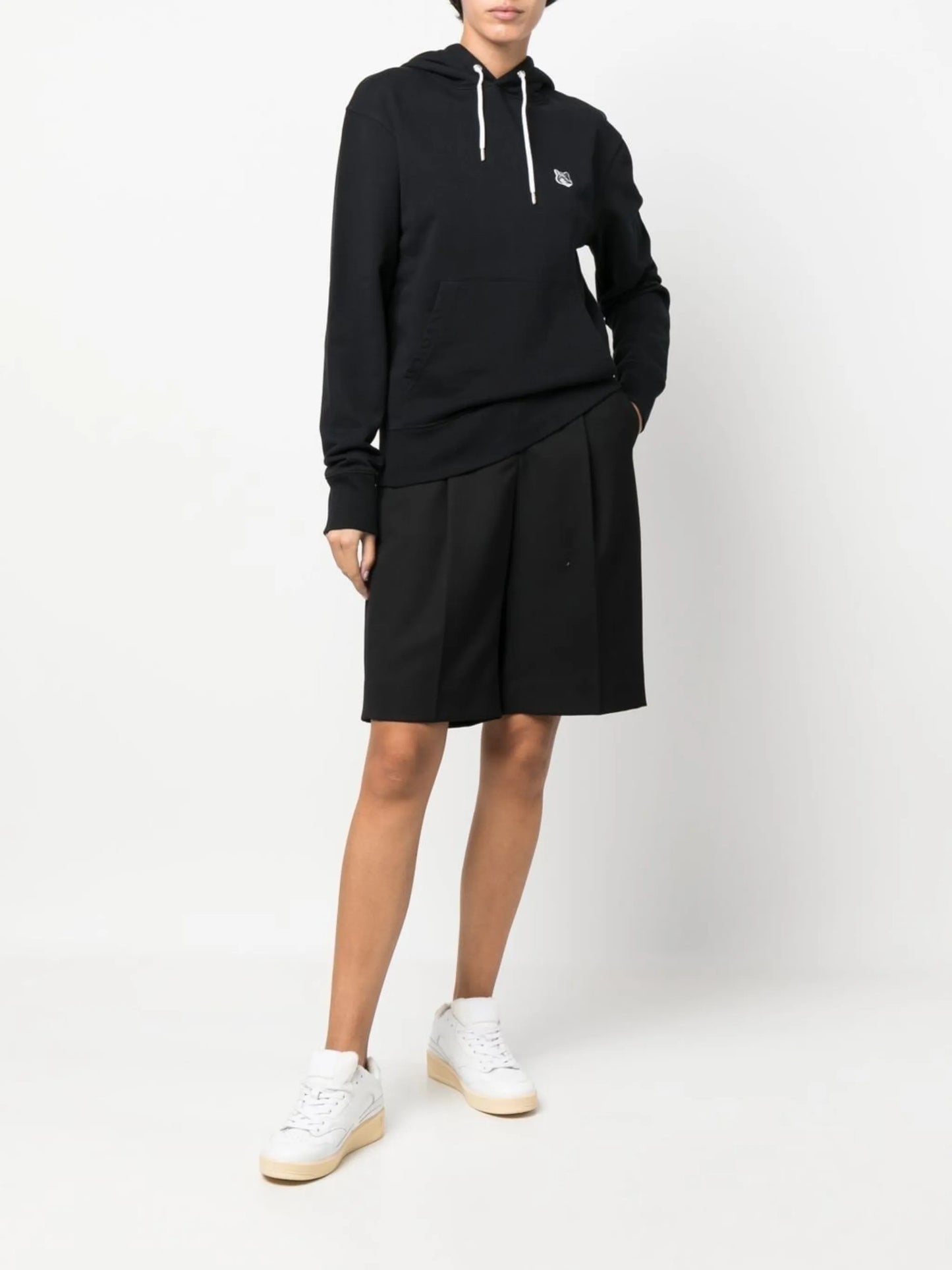 logo-embroidered long-sleeved cotton hoodie