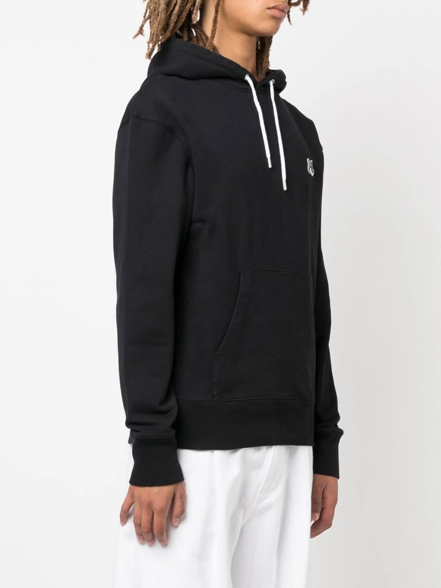 logo-embroidered long-sleeved cotton hoodie
