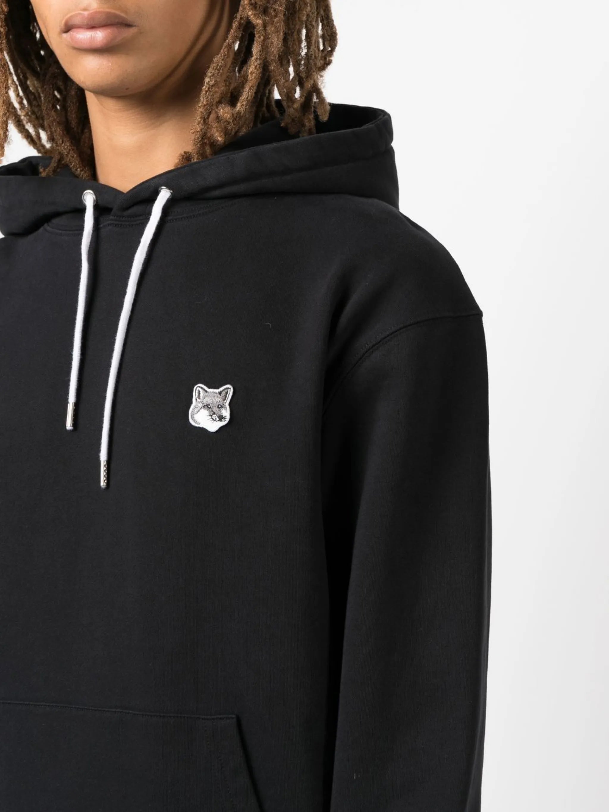 logo-embroidered long-sleeved cotton hoodie