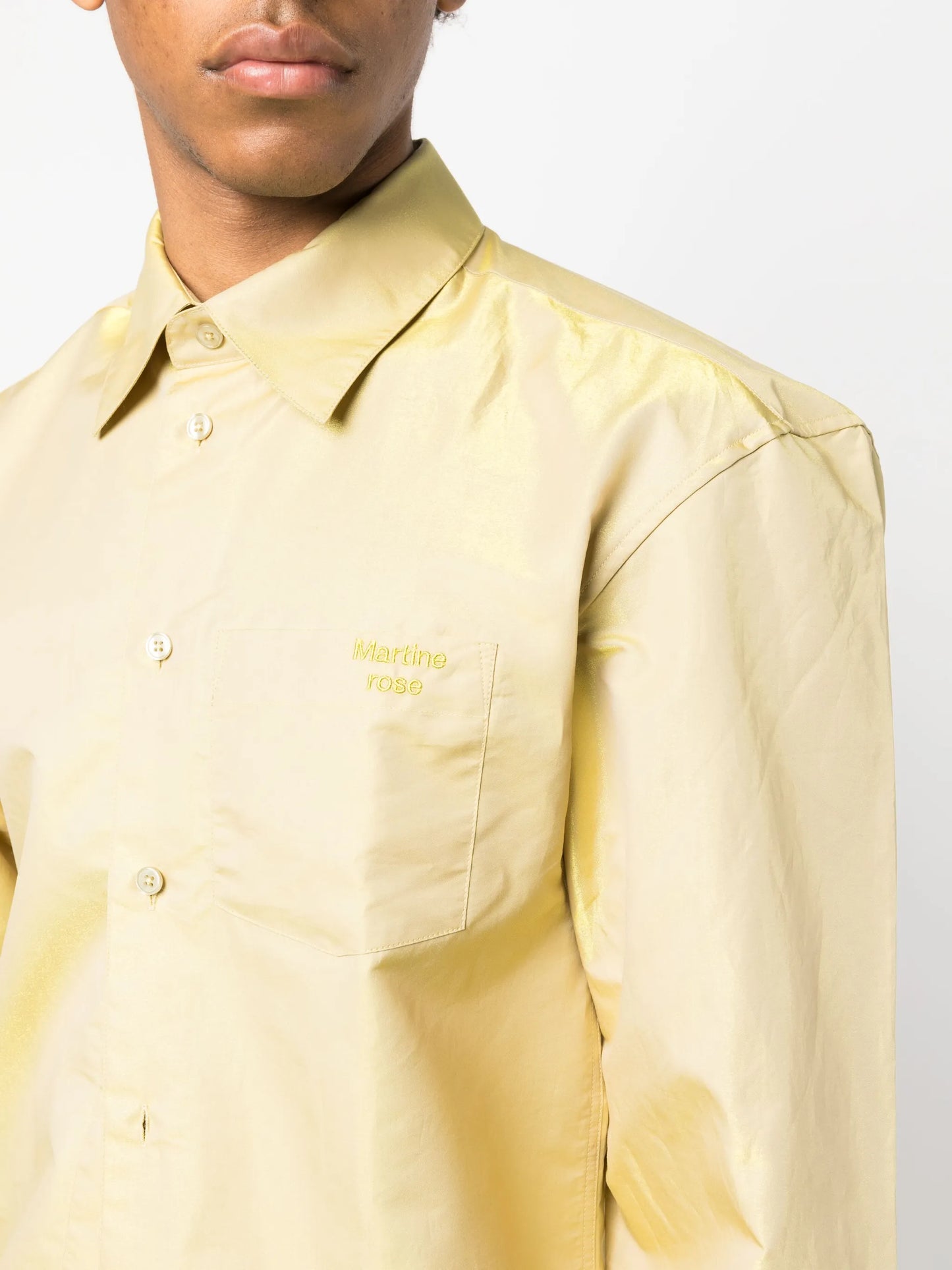 long-sleeved metallic shirt