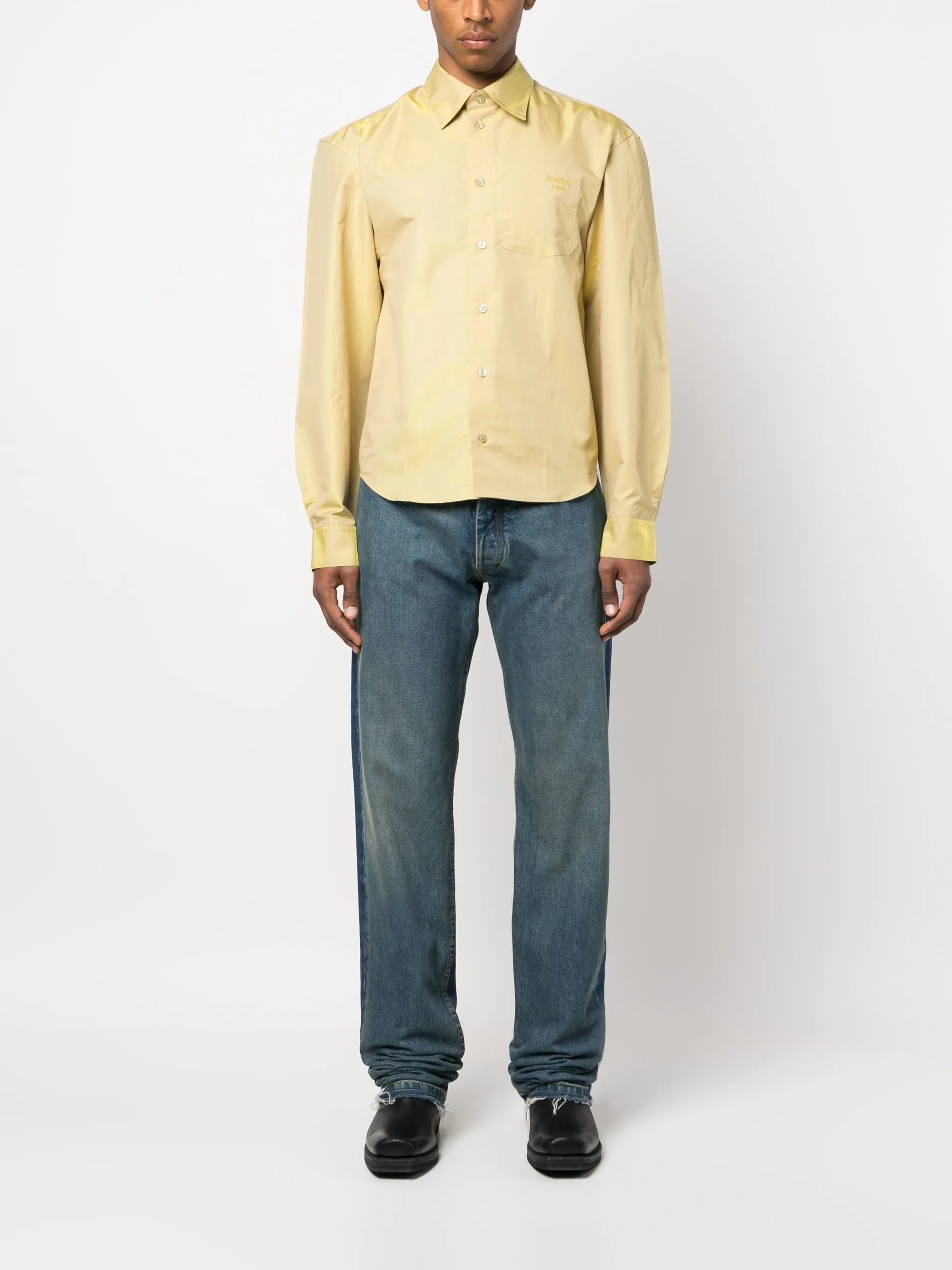 long-sleeved metallic shirt