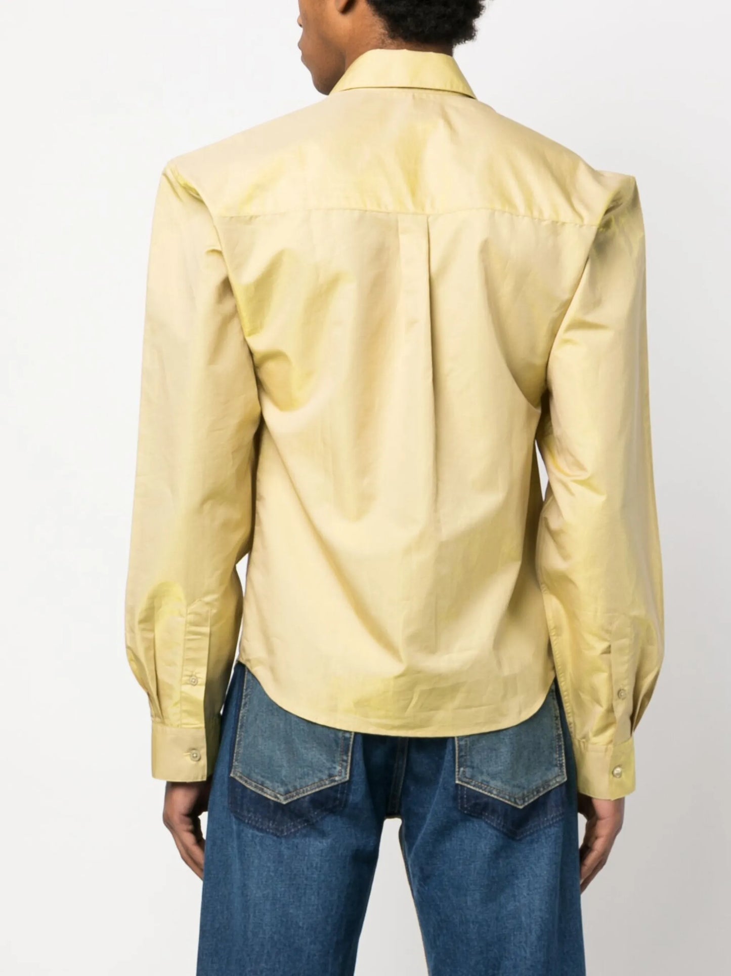 long-sleeved metallic shirt