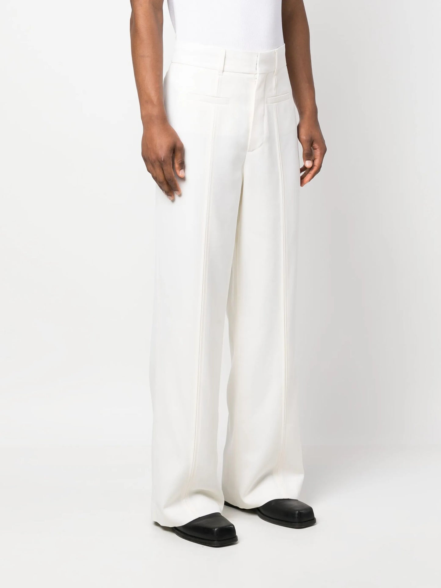 seam-detailing straight-leg trousers